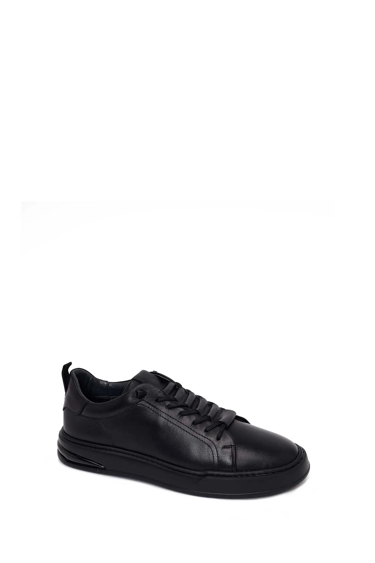 Erkek Siyah Bağcıklı Deri Sneaker - Image 7