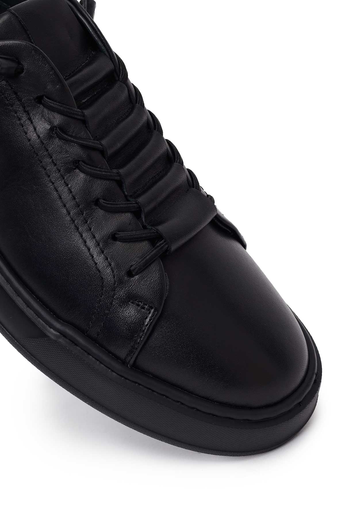 Erkek Siyah Bağcıklı Deri Sneaker - Image 9