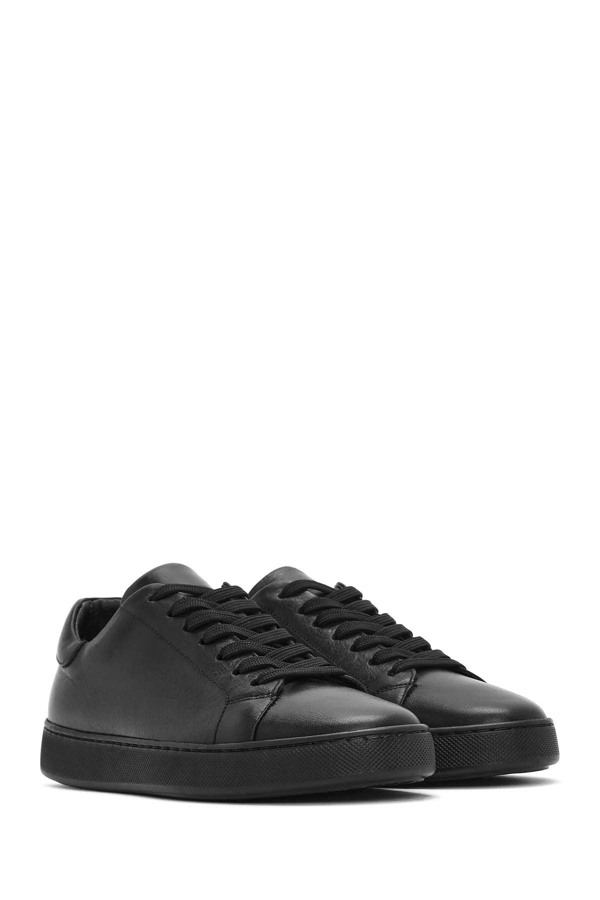 Erkek Siyah Bağcıklı Deri Sneaker - Image 2