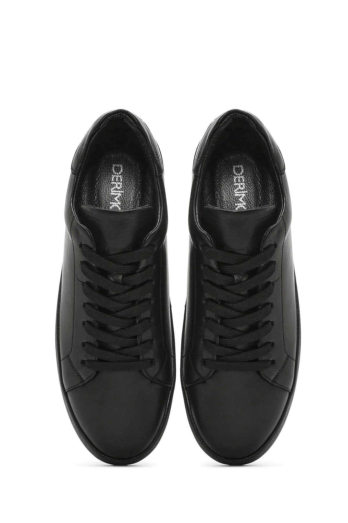 Erkek Siyah Bağcıklı Deri Sneaker - Image 4