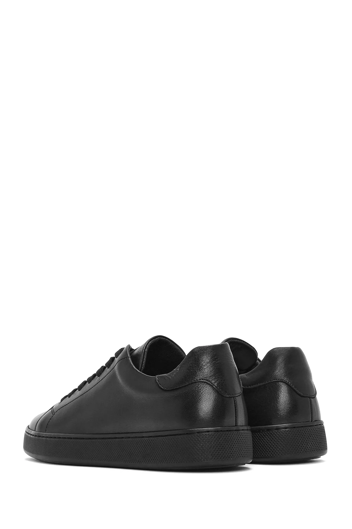 Erkek Siyah Bağcıklı Deri Sneaker - Image 6