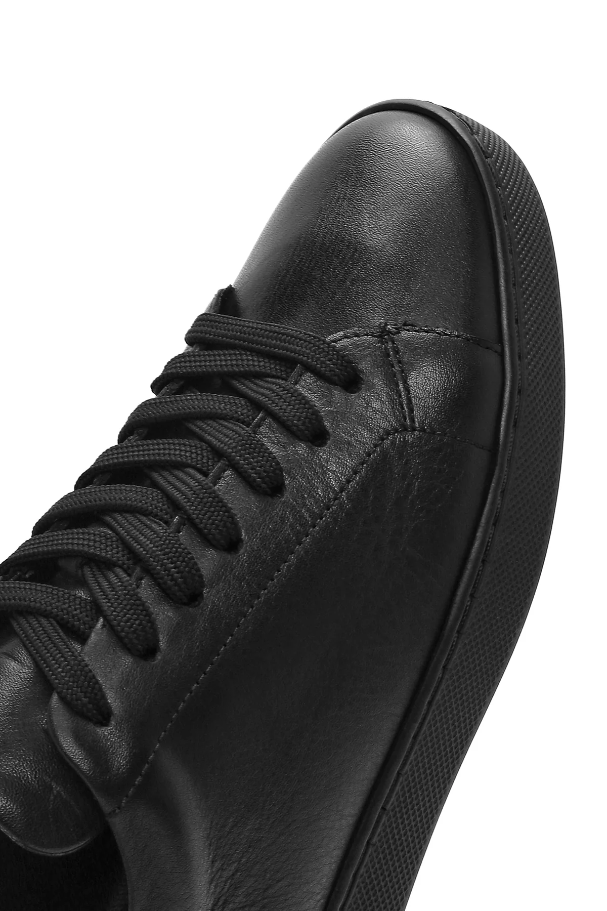 Erkek Siyah Bağcıklı Deri Sneaker - Image 8