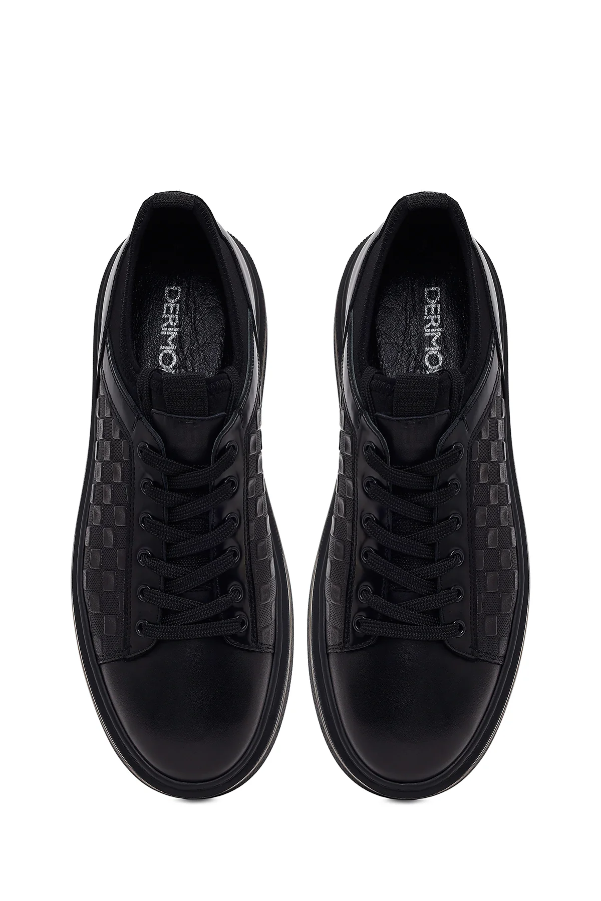 Erkek Siyah Bağcıklı Deri Sneaker - Image 4