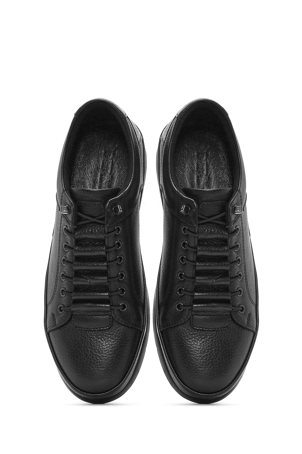 Erkek Siyah Bağcıklı Deri Sneaker - Image 4