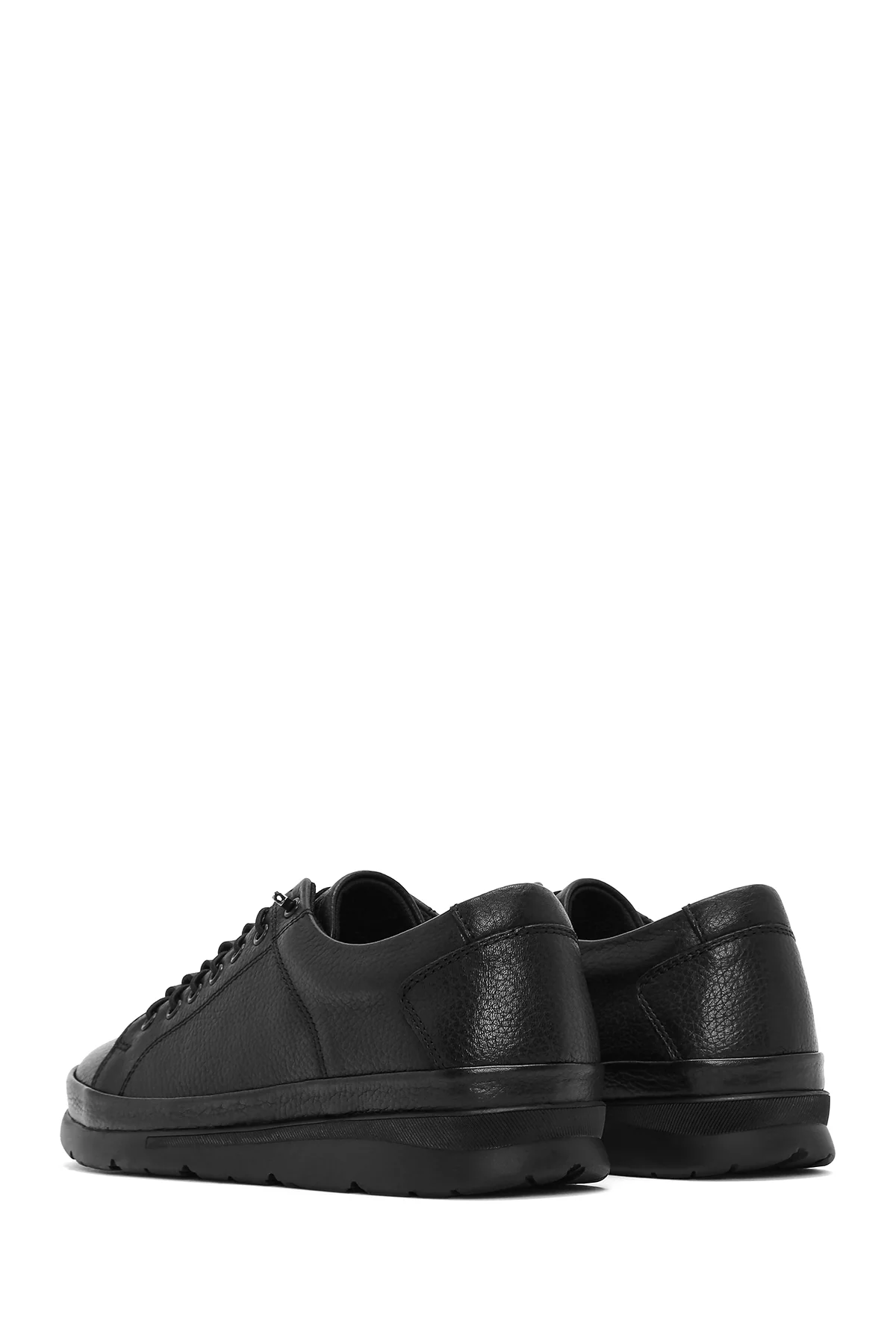 Erkek Siyah Bağcıklı Deri Sneaker - Image 6