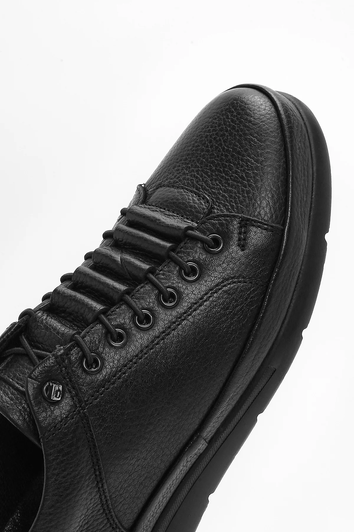 Erkek Siyah Bağcıklı Deri Sneaker - Image 8