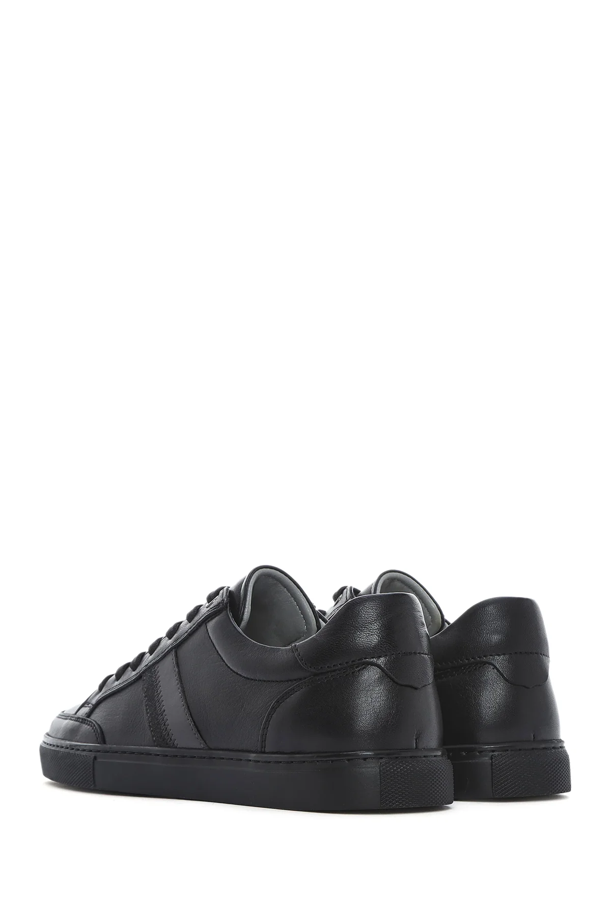 Erkek Siyah Bağcıklı Deri Sneaker - Image 6