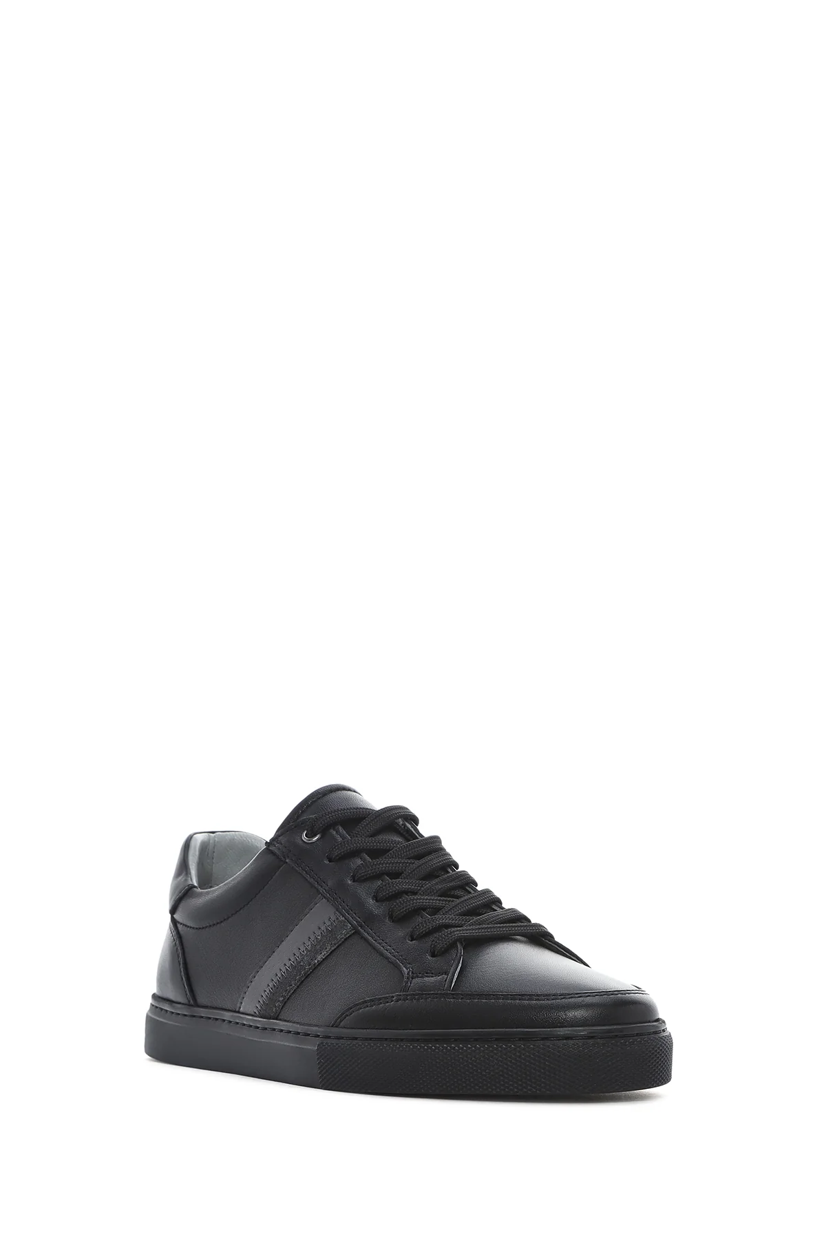 Erkek Siyah Bağcıklı Deri Sneaker - Image 7