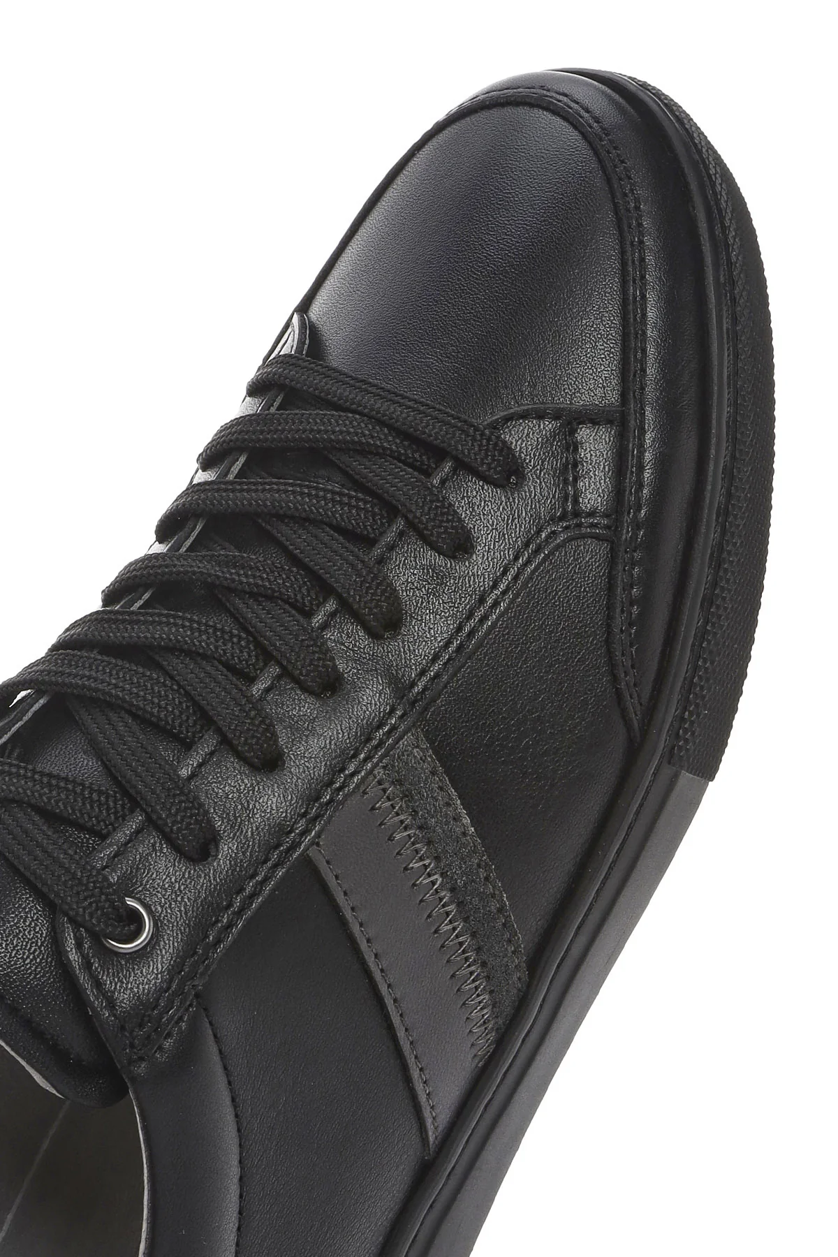 Erkek Siyah Bağcıklı Deri Sneaker - Image 8