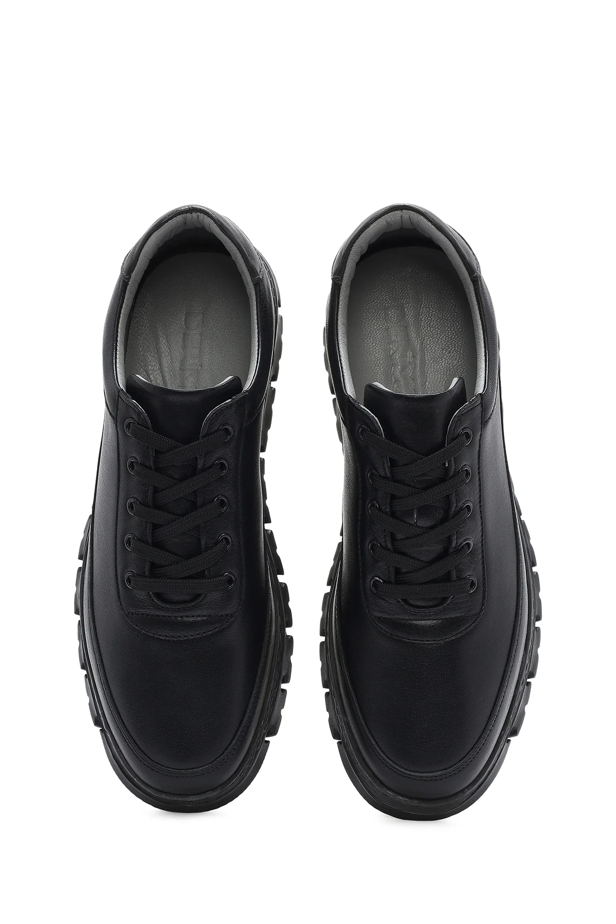 Erkek Siyah Bağcıklı Deri Sneaker - Image 4
