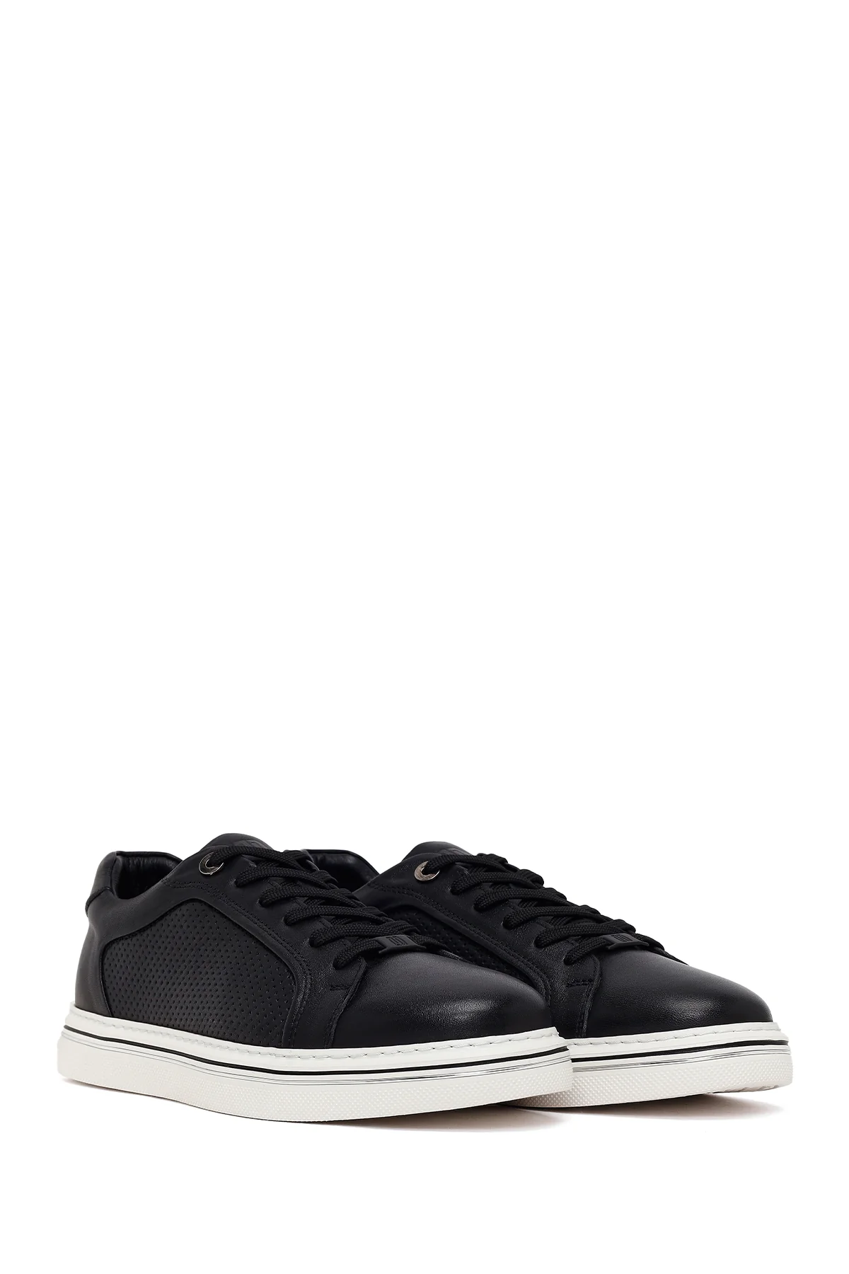 Erkek Siyah Bağcıklı Deri Sneaker - Image 2