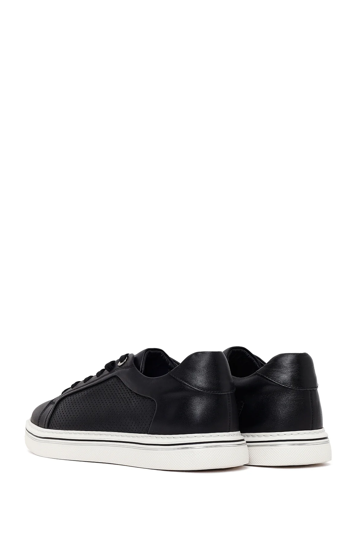 Erkek Siyah Bağcıklı Deri Sneaker - Image 6
