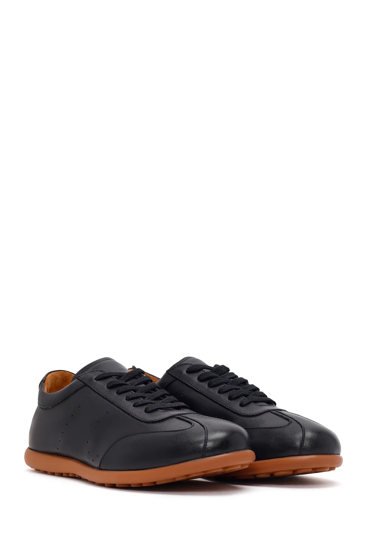 Erkek Siyah Bağcıklı Deri Sneaker - Image 2