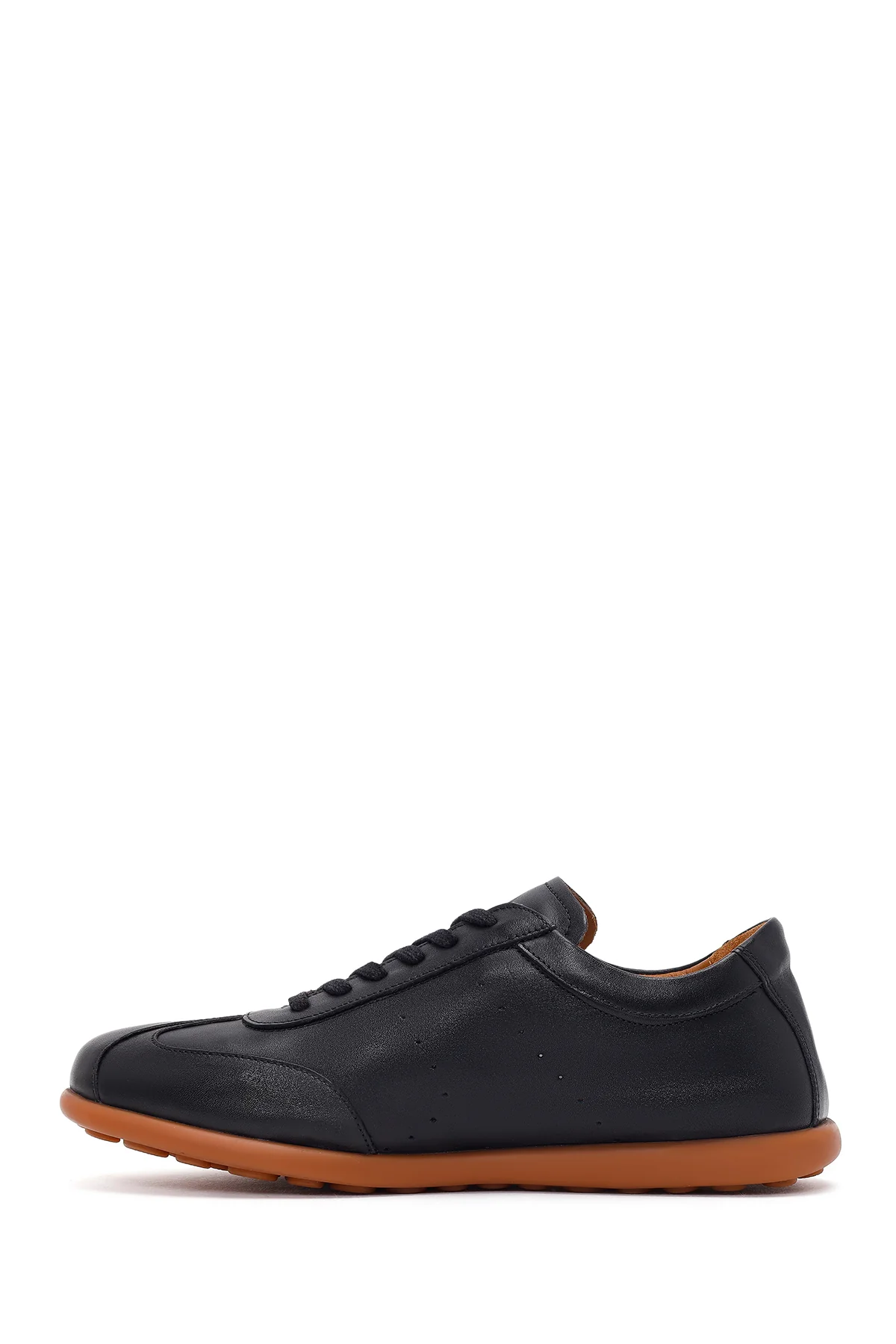 Erkek Siyah Bağcıklı Deri Sneaker - Image 3