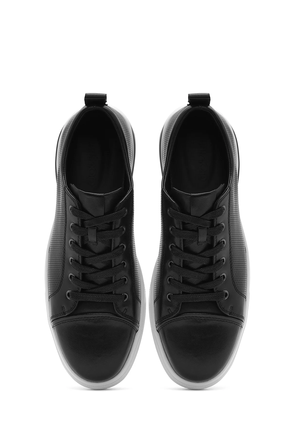 Erkek Siyah Bağcıklı Deri Sneaker - Image 4