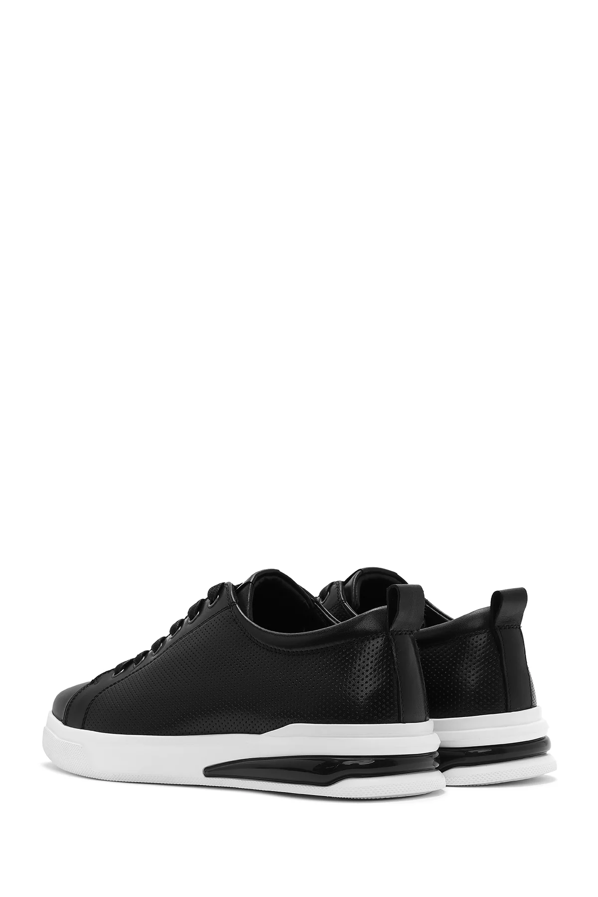 Erkek Siyah Bağcıklı Deri Sneaker - Image 6