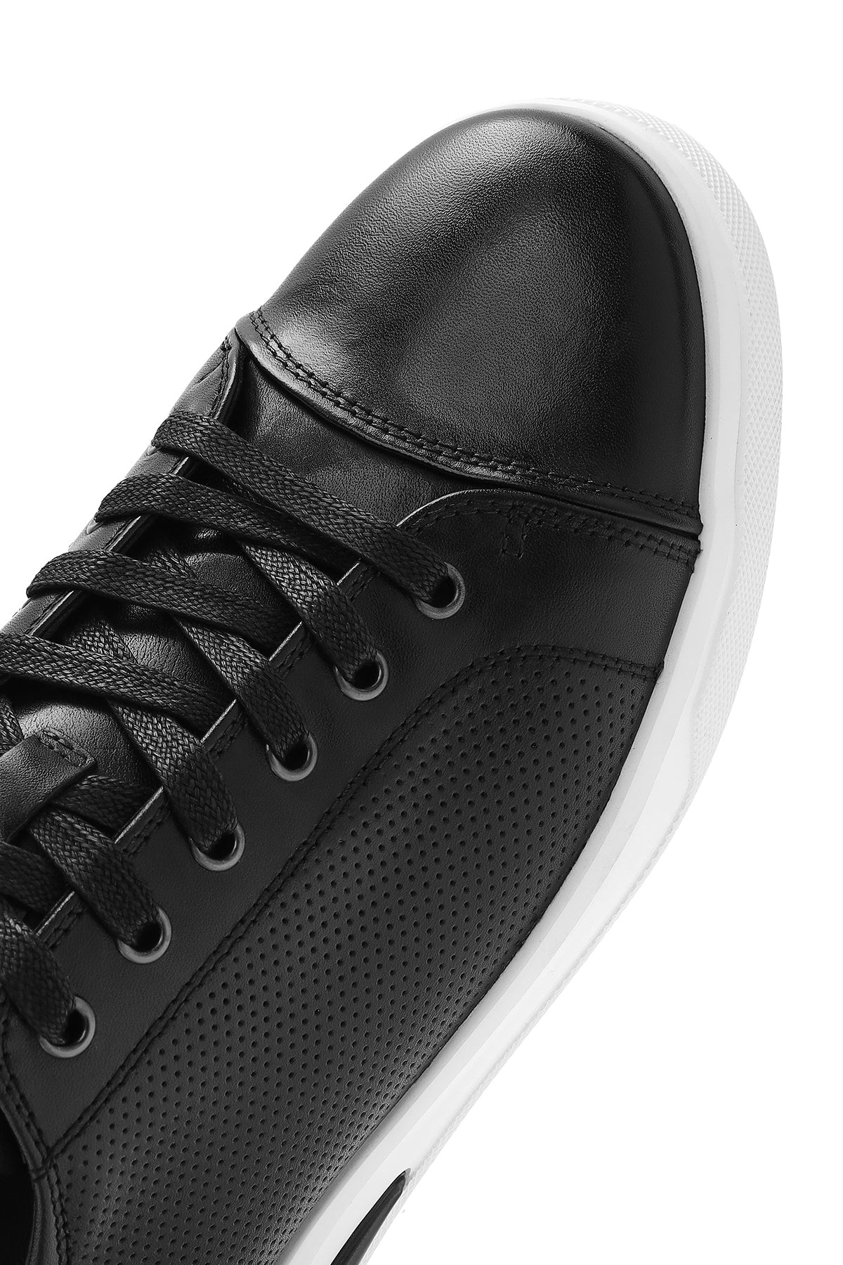 Erkek Siyah Bağcıklı Deri Sneaker - Image 9