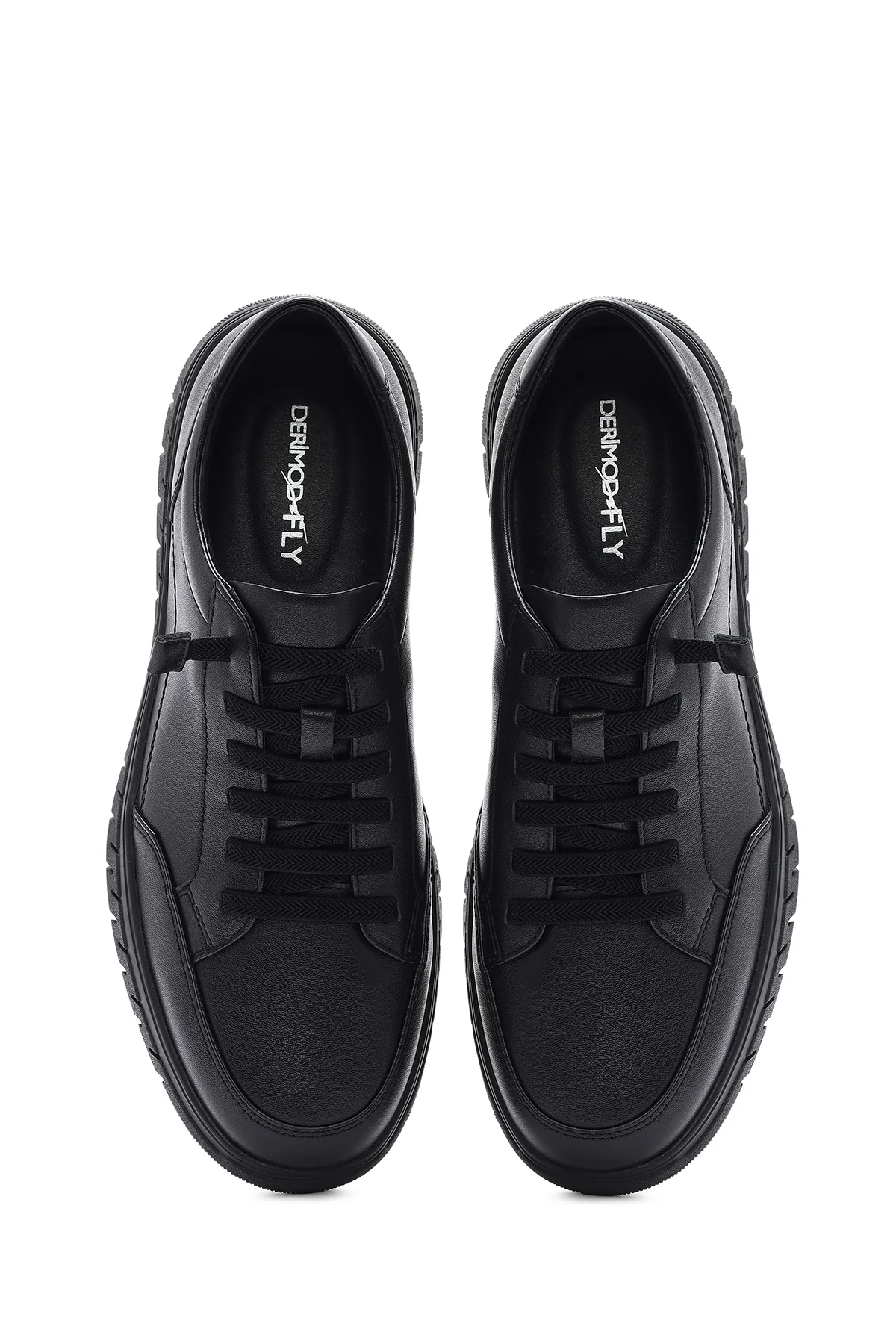 Erkek Siyah Bağcıklı Deri Sneaker - Image 4