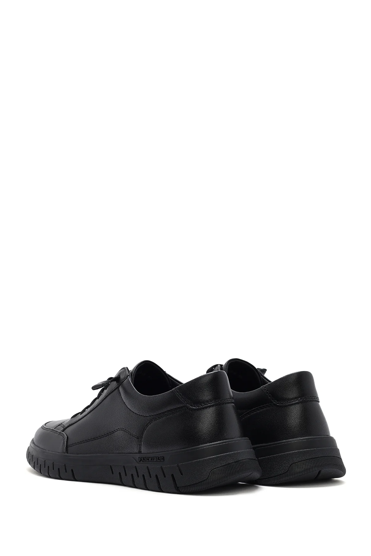 Erkek Siyah Bağcıklı Deri Sneaker - Image 6