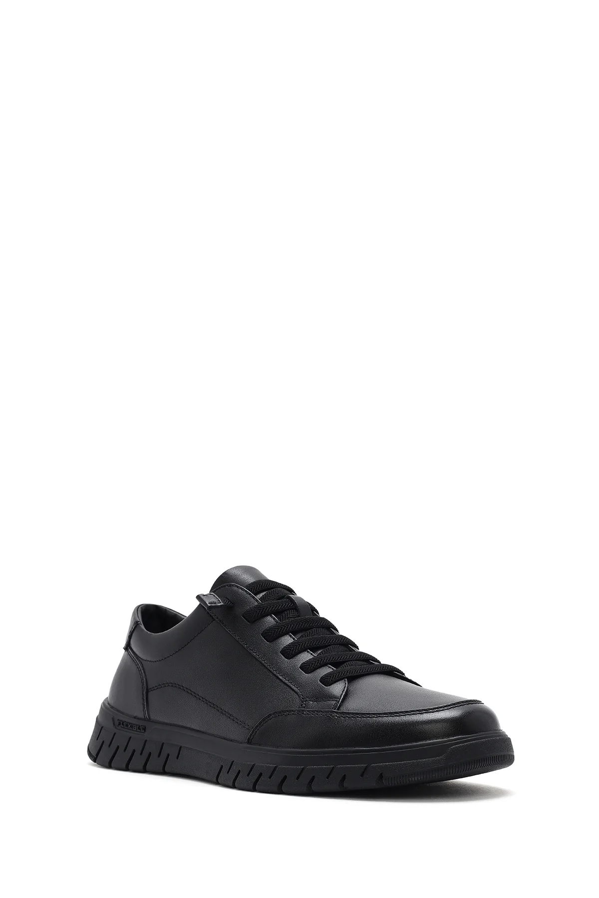 Erkek Siyah Bağcıklı Deri Sneaker - Image 7