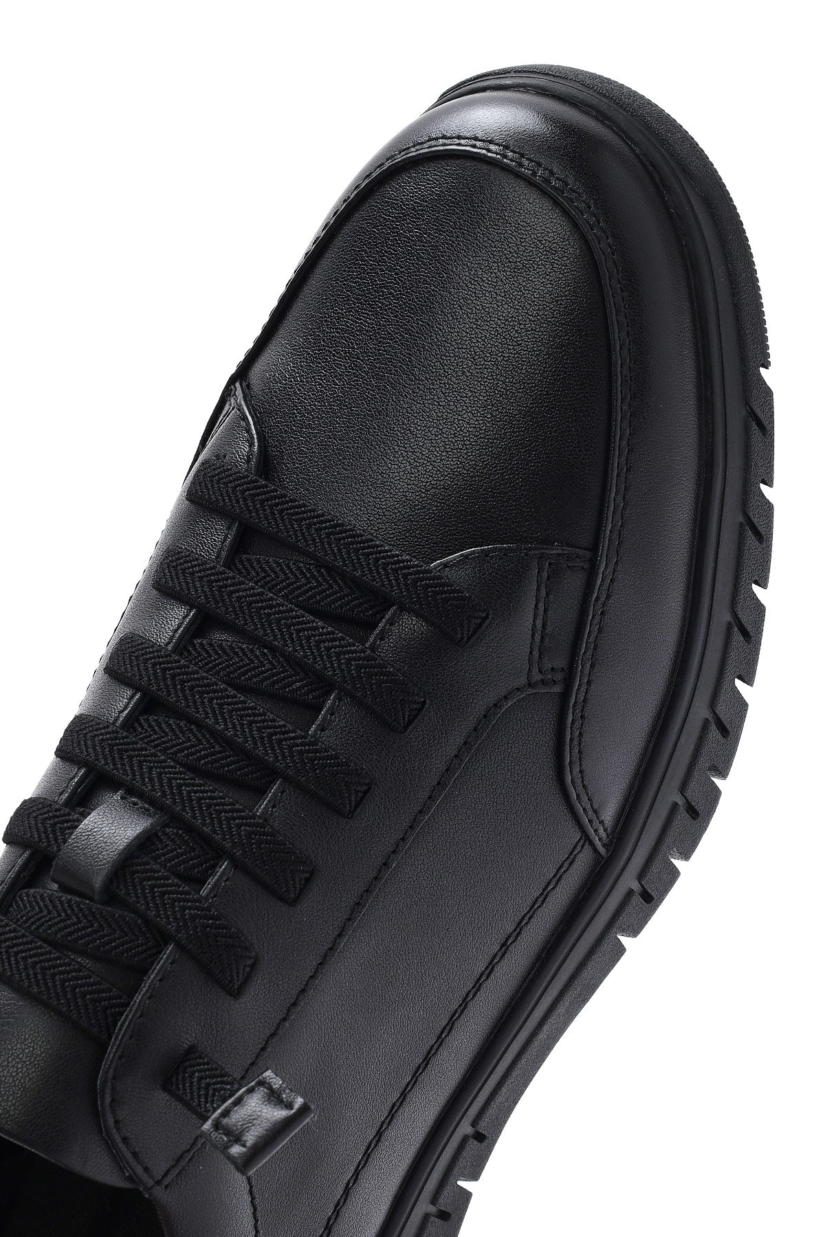 Erkek Siyah Bağcıklı Deri Sneaker - Image 9