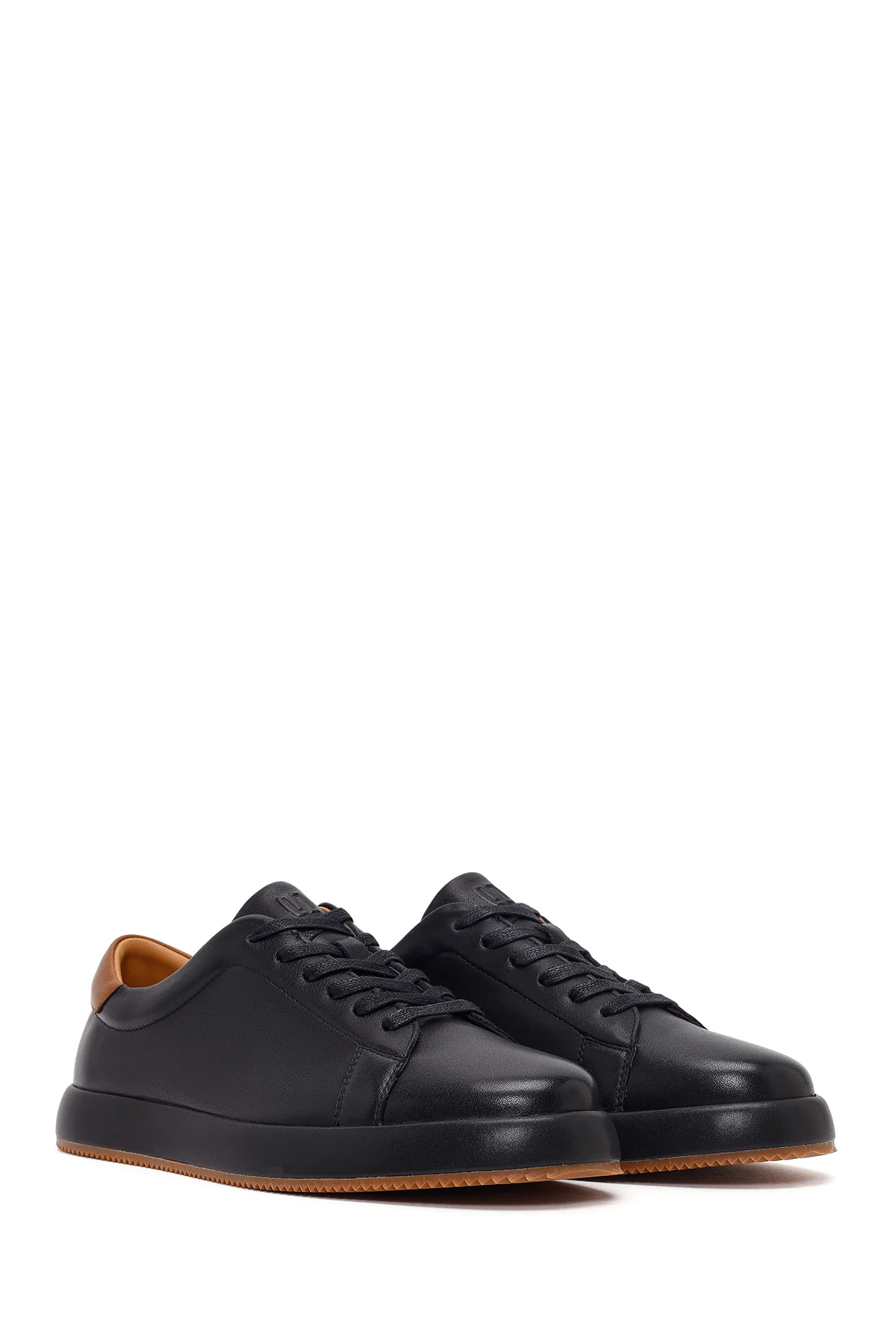 Erkek Siyah Bağcıklı Deri Sneaker - Image 2