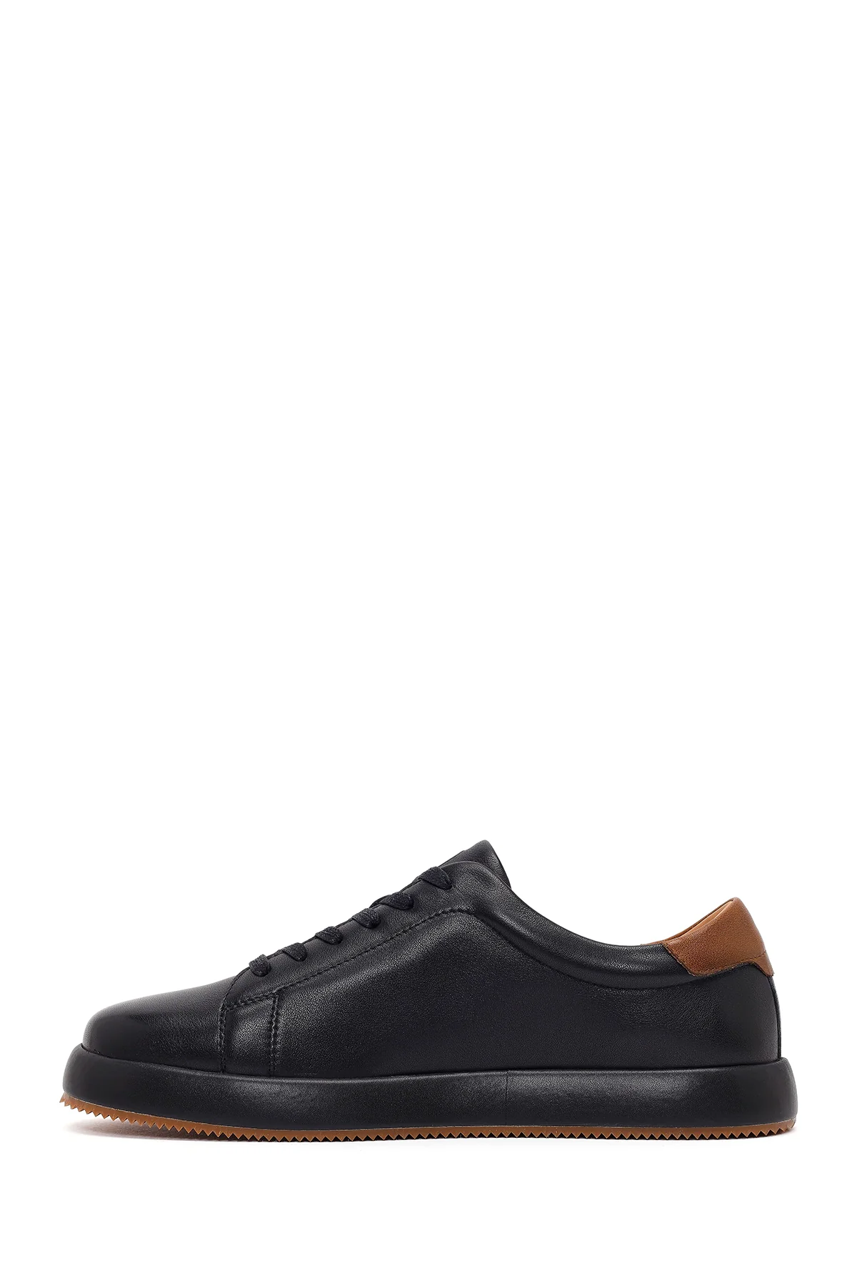 Erkek Siyah Bağcıklı Deri Sneaker - Image 3