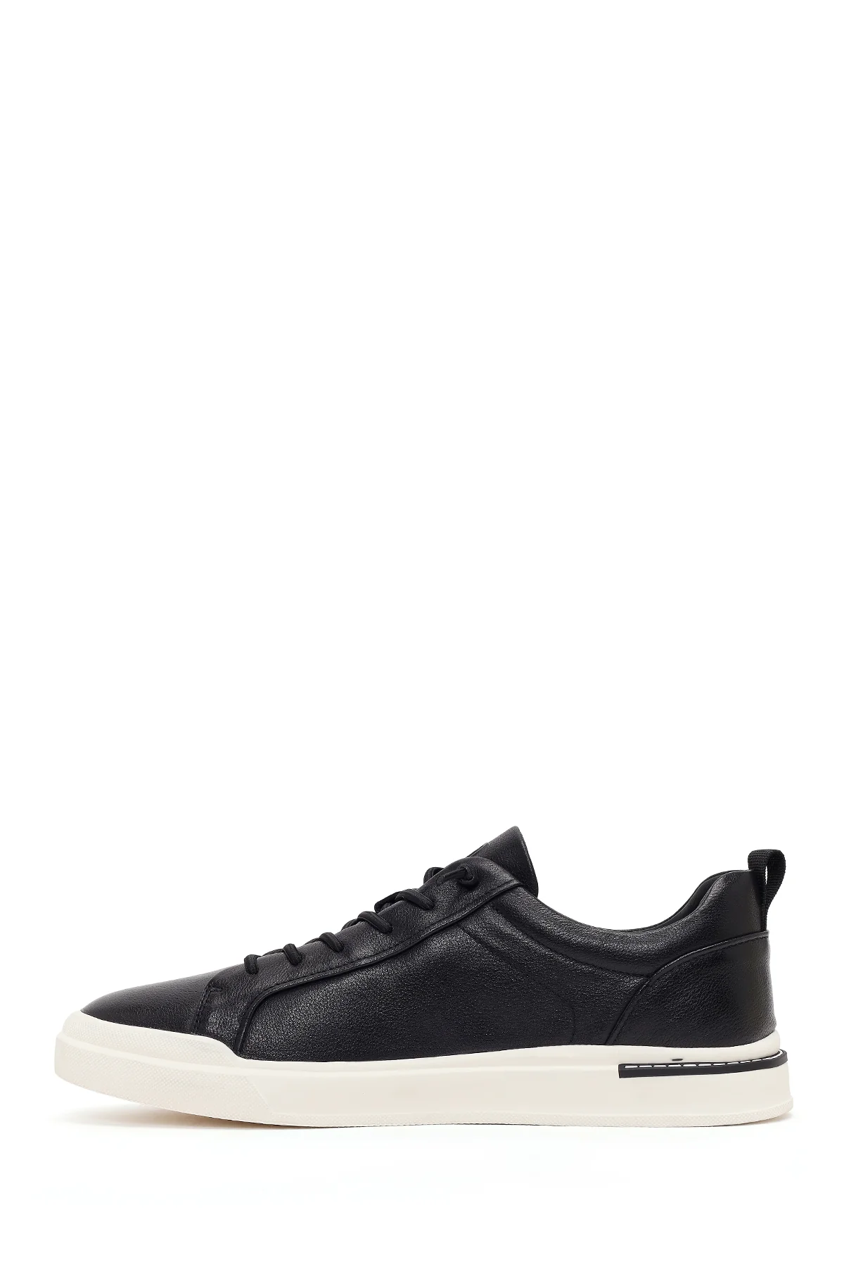 Erkek Siyah Bağcıklı Deri Sneaker - Image 4