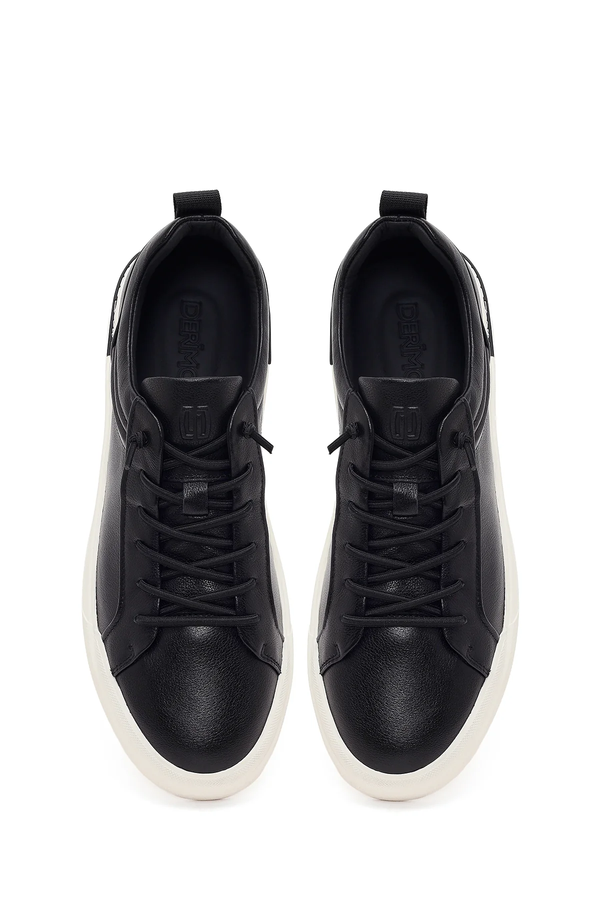 Erkek Siyah Bağcıklı Deri Sneaker - Image 5