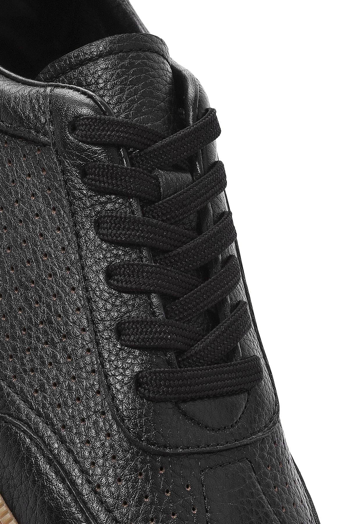 Erkek Siyah Bağcıklı Deri Sneaker - Image 10