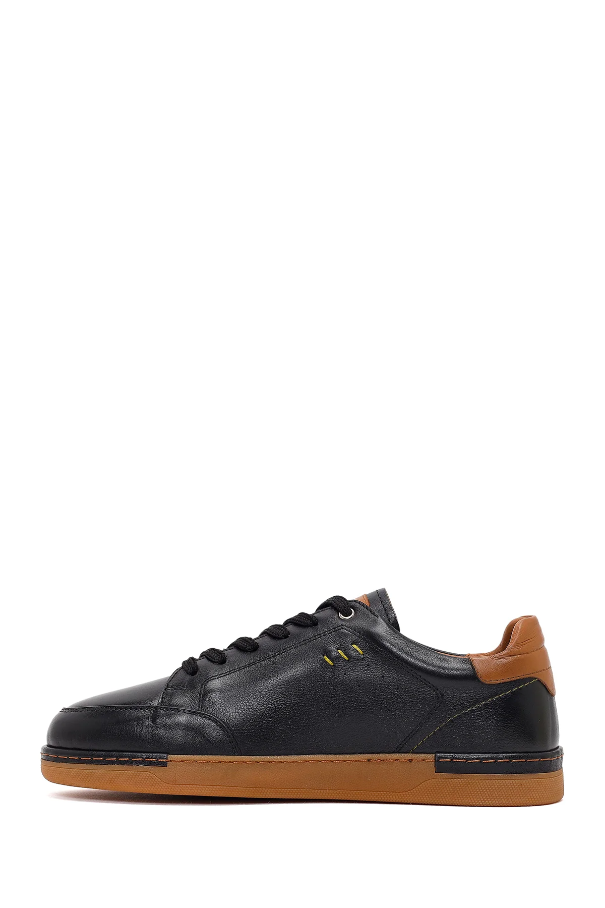 Erkek Siyah Bağcıklı Deri Sneaker - Image 3
