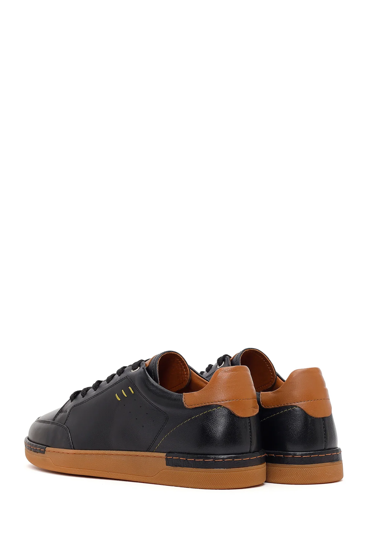 Erkek Siyah Bağcıklı Deri Sneaker - Image 6