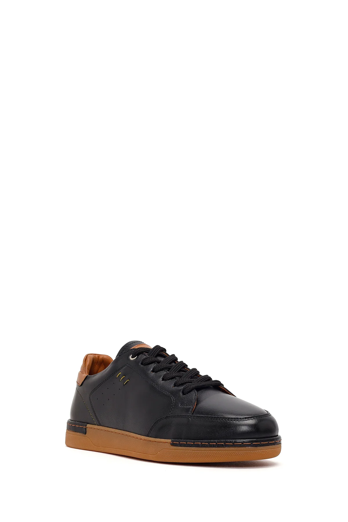 Erkek Siyah Bağcıklı Deri Sneaker - Image 7