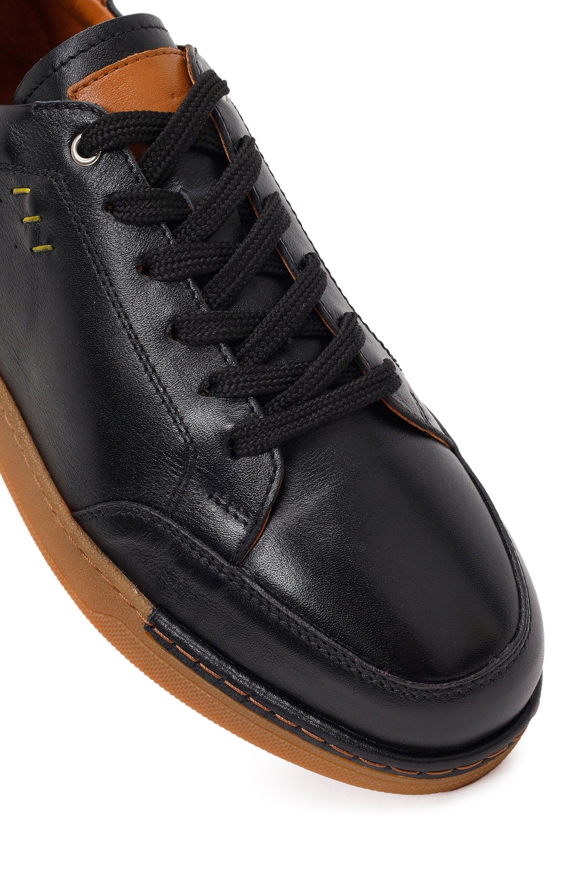 Erkek Siyah Bağcıklı Deri Sneaker - Image 9