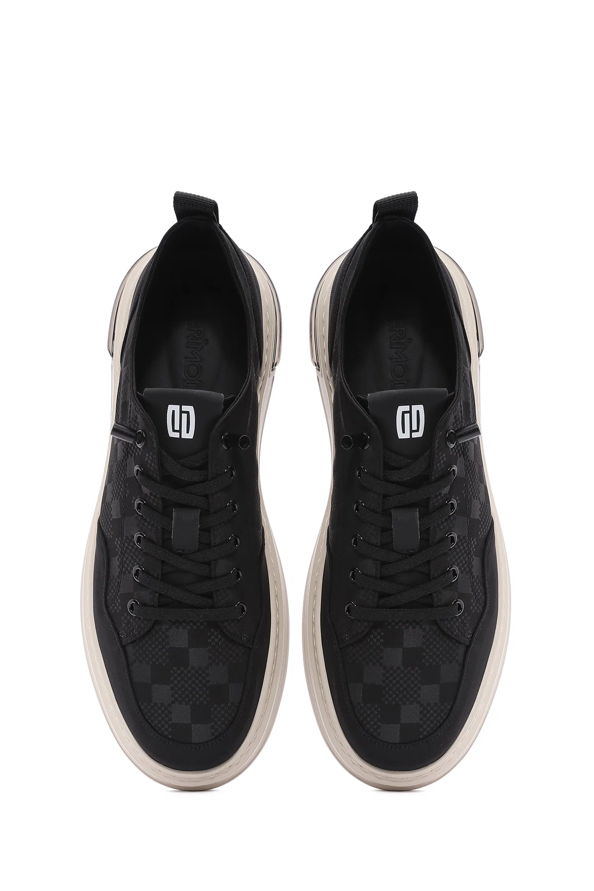Erkek Siyah Bağcıklı Desenli Kumaş Sneaker - Image 7