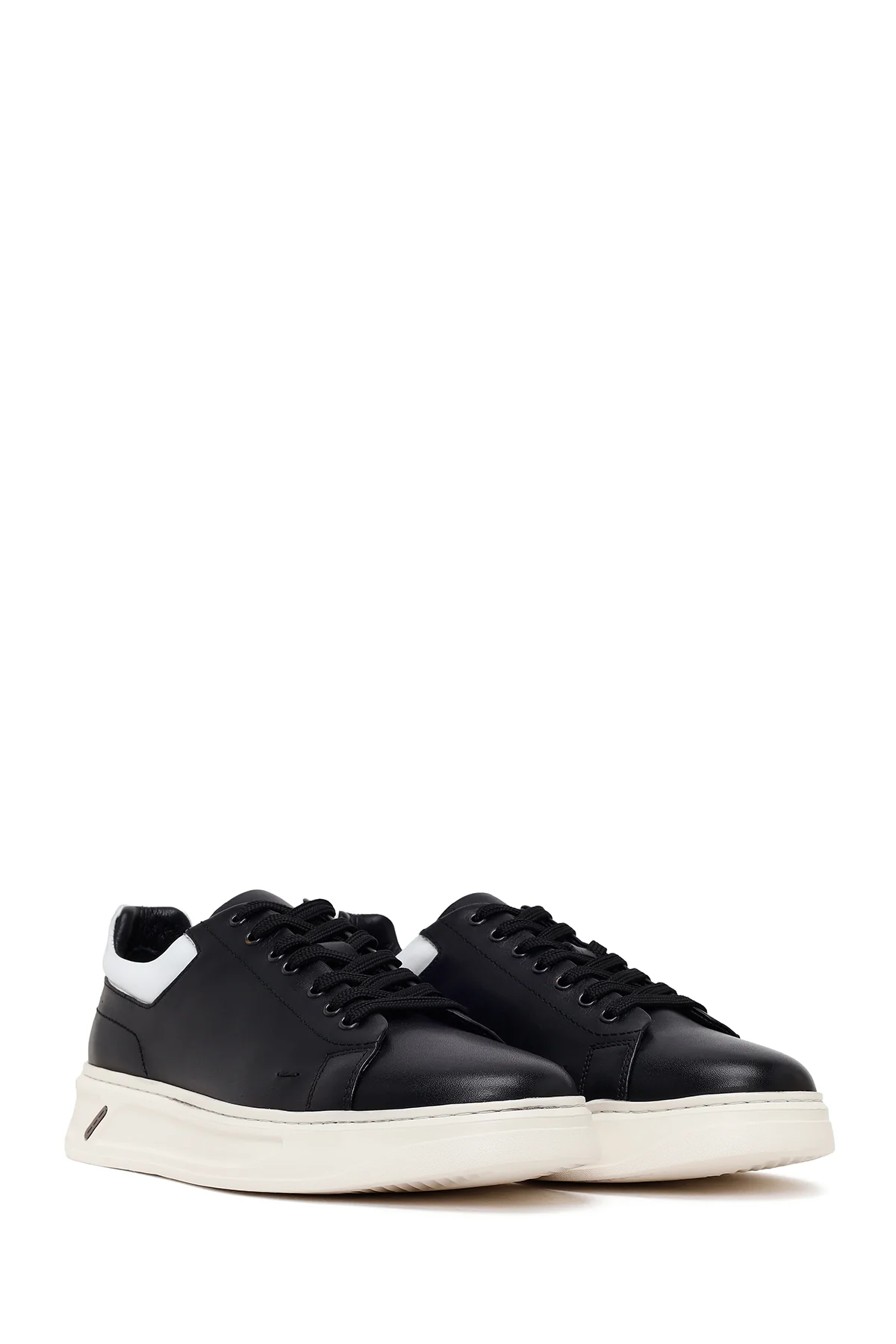 Erkek Siyah Bağcıklı Kalın Deri Sneaker - Image 2