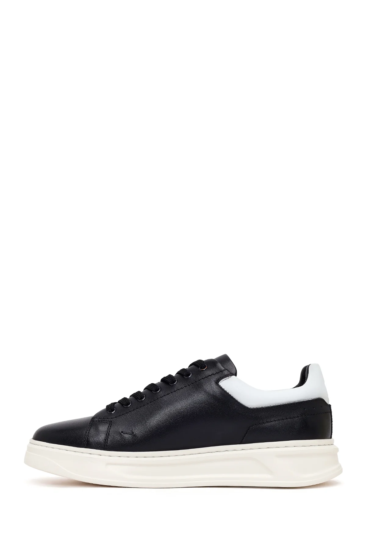 Erkek Siyah Bağcıklı Kalın Deri Sneaker - Image 3
