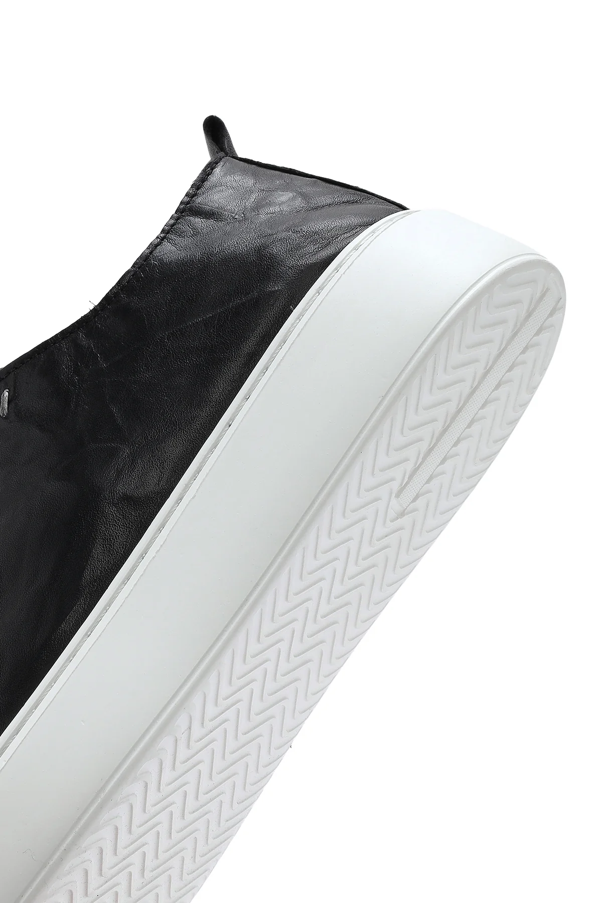 Erkek Siyah Bağcıklı Kalın Tabanlı Baskılı Deri Sneaker - Image 8