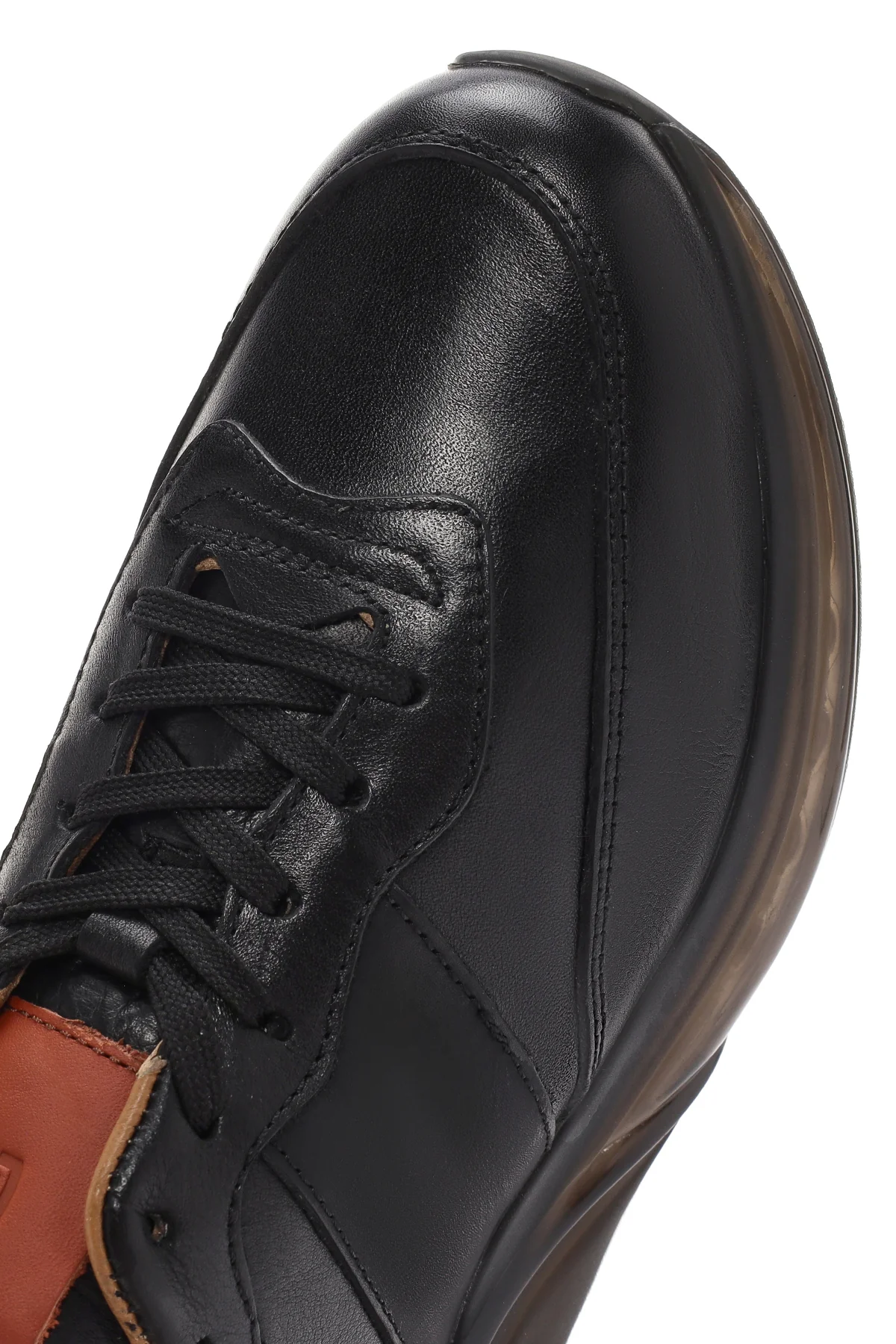 Erkek Siyah Bağcıklı Kalın Tabanlı Deri Casual Sneaker - Image 10