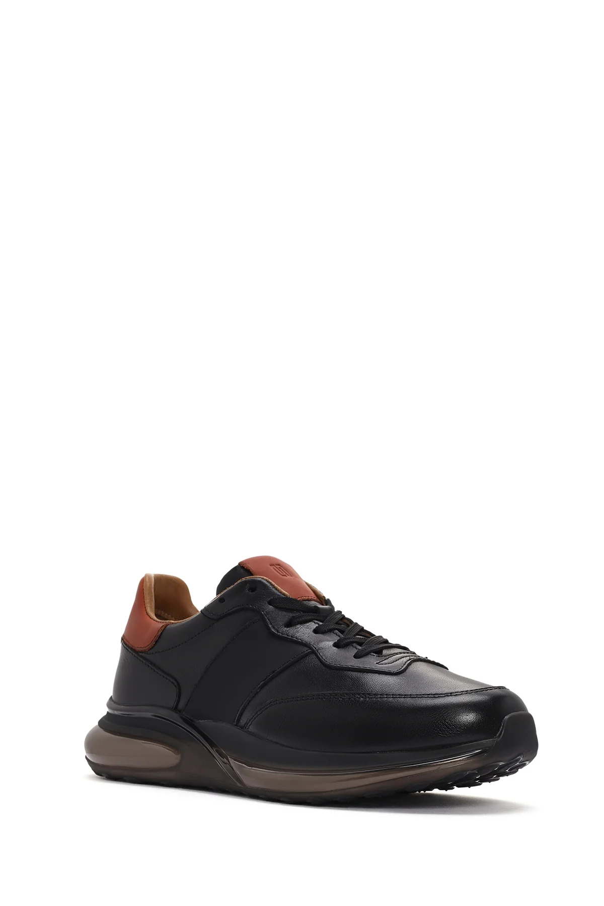 Erkek Siyah Bağcıklı Kalın Tabanlı Deri Casual Sneaker - Image 6