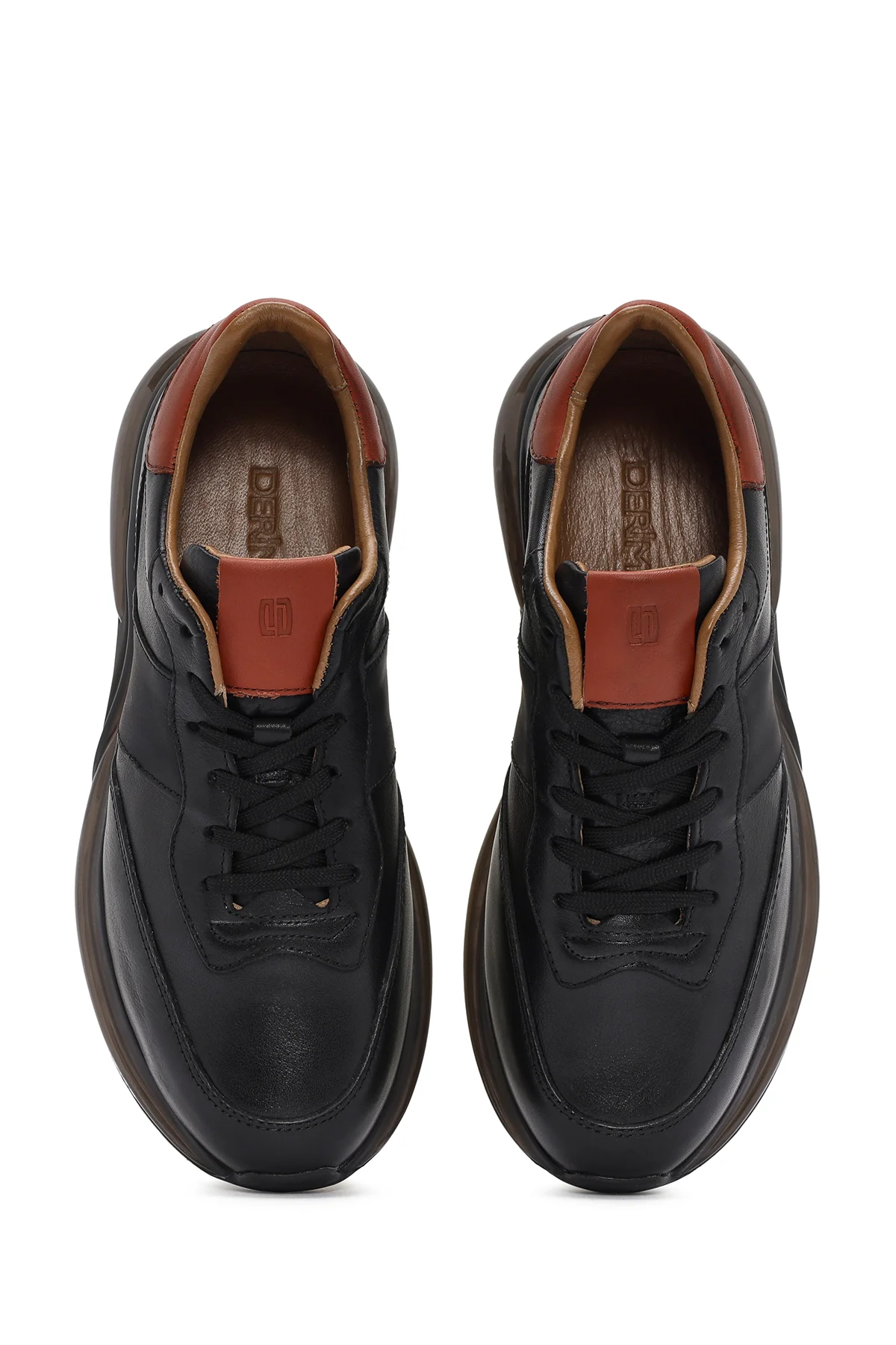 Erkek Siyah Bağcıklı Kalın Tabanlı Deri Casual Sneaker - Image 7