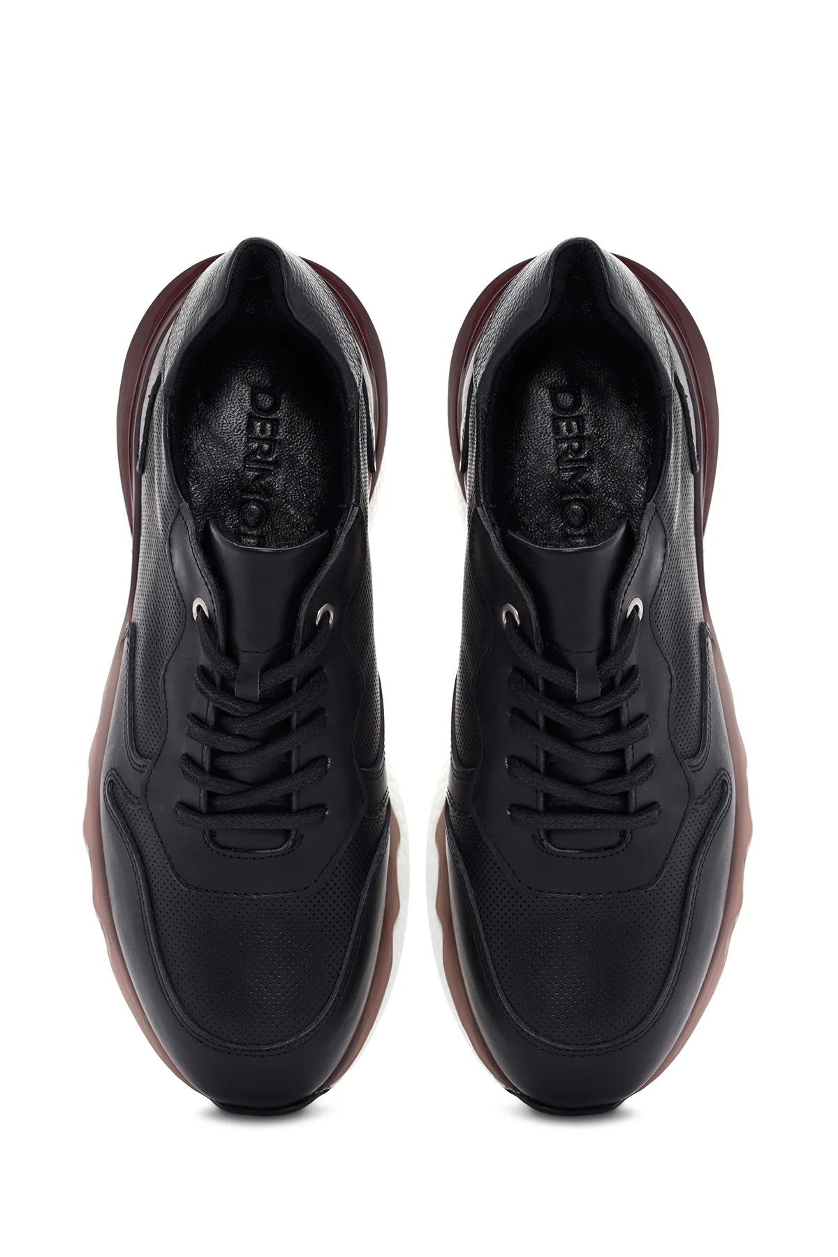 Erkek Siyah Bağcıklı Kalın Tabanlı Deri Casual Sneaker - Image 7