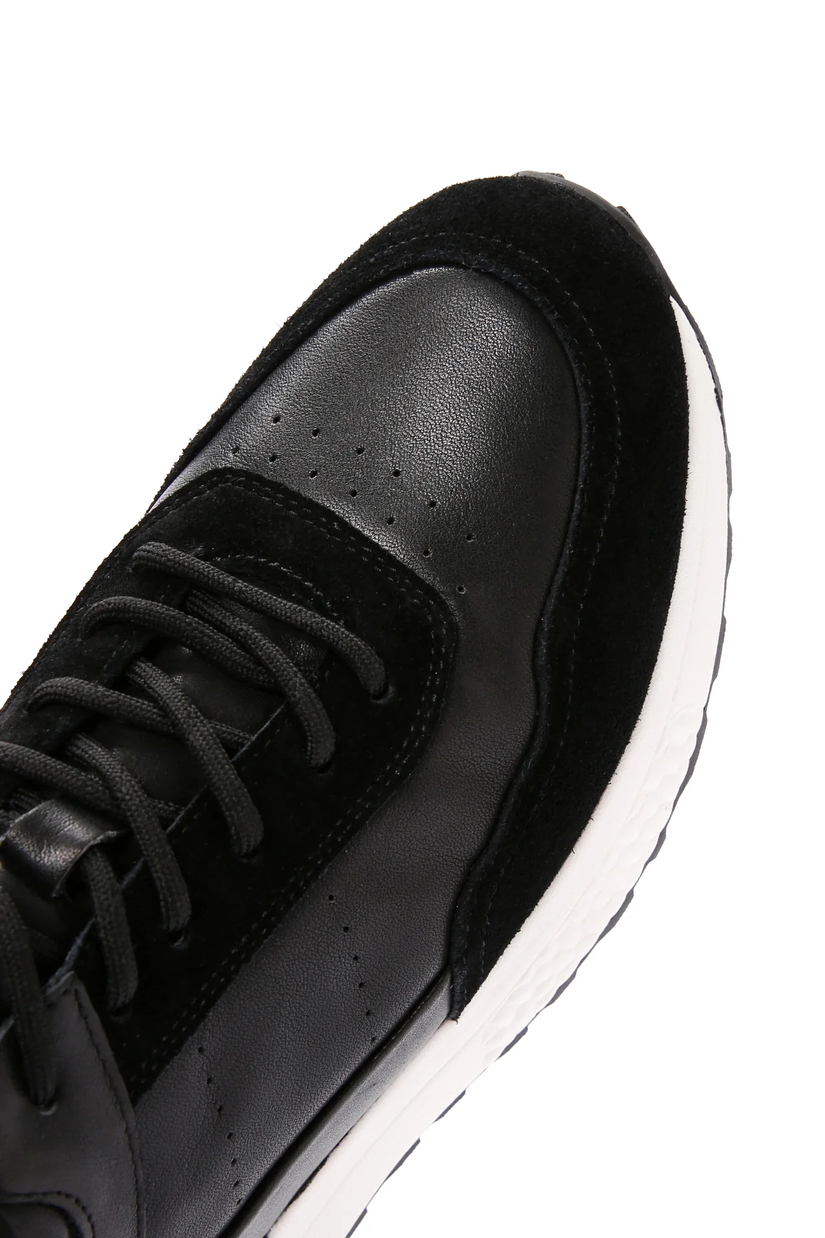 Erkek Siyah Bağcıklı Kalın Tabanlı Deri Casual Sneaker - Image 10
