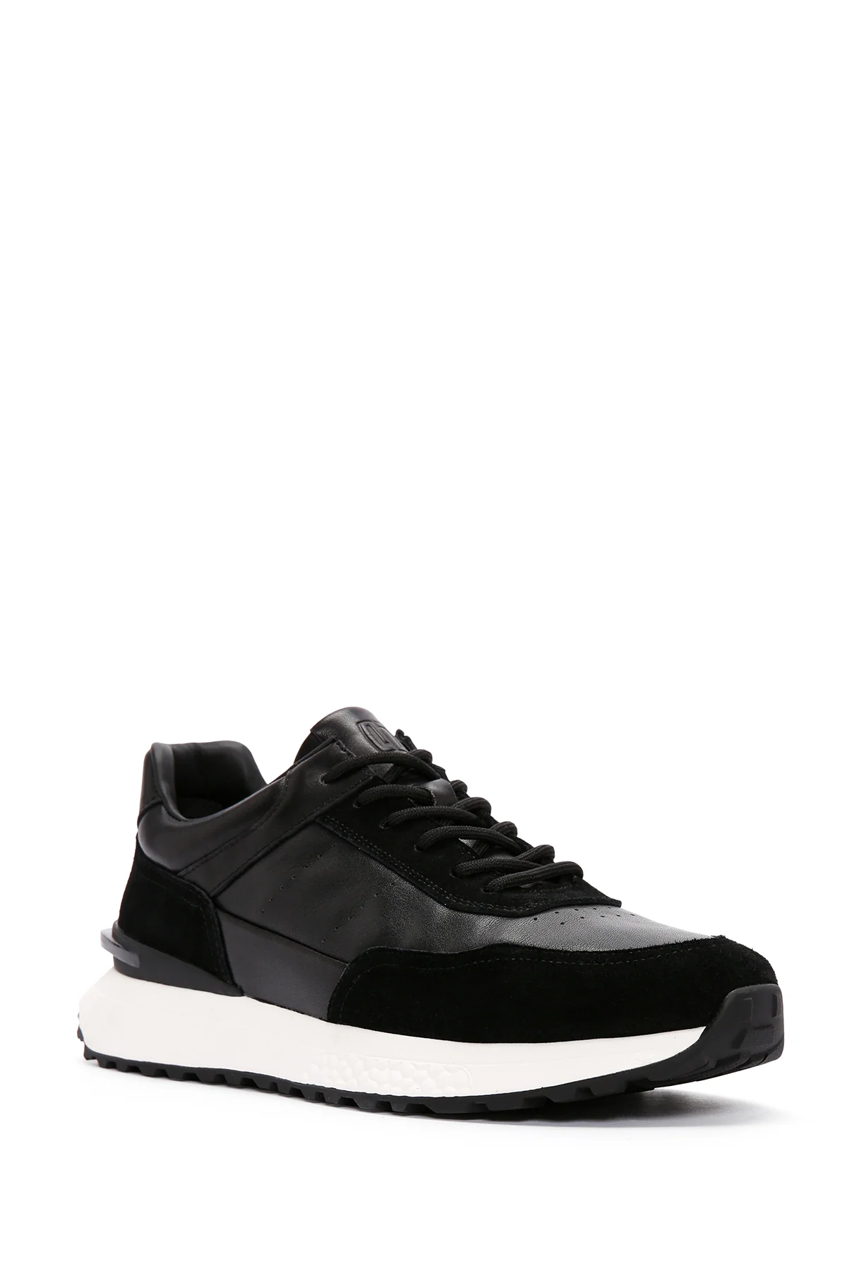 Erkek Siyah Bağcıklı Kalın Tabanlı Deri Casual Sneaker - Image 5
