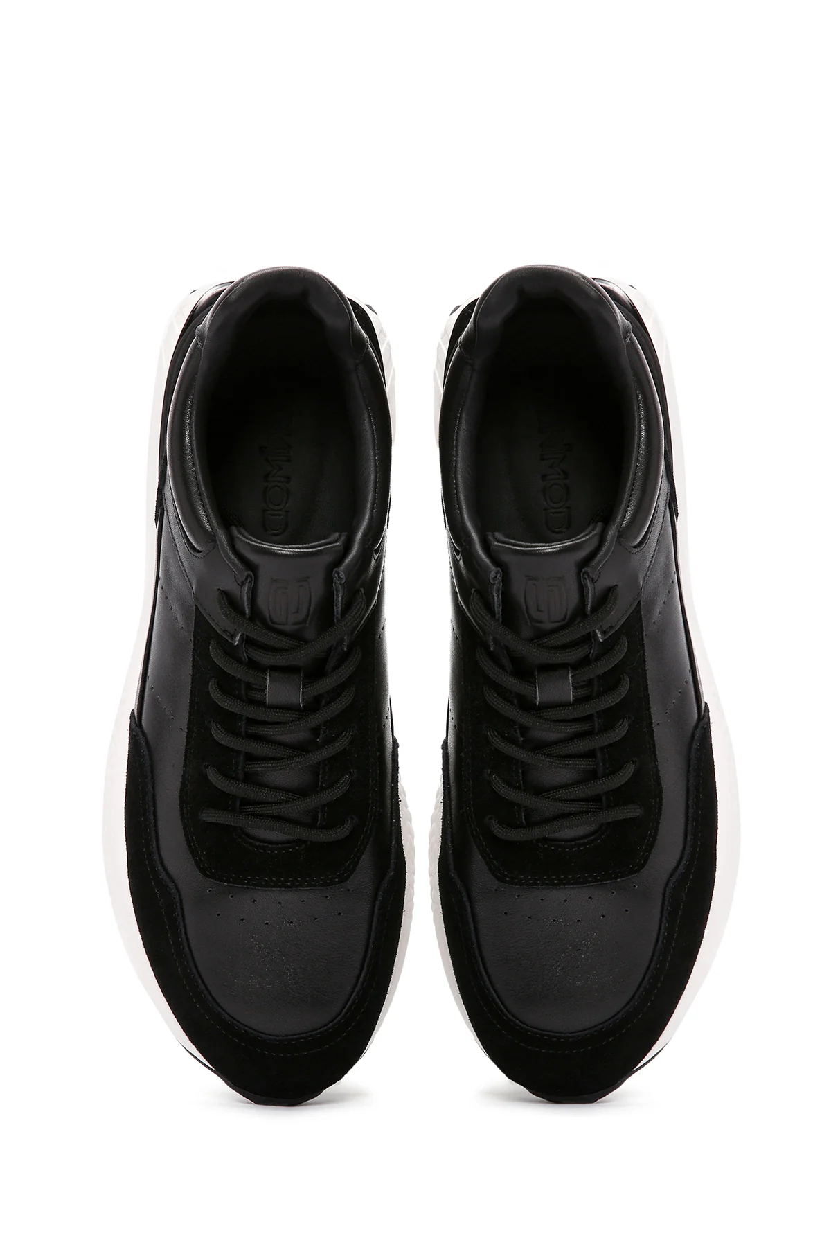 Erkek Siyah Bağcıklı Kalın Tabanlı Deri Casual Sneaker - Image 7
