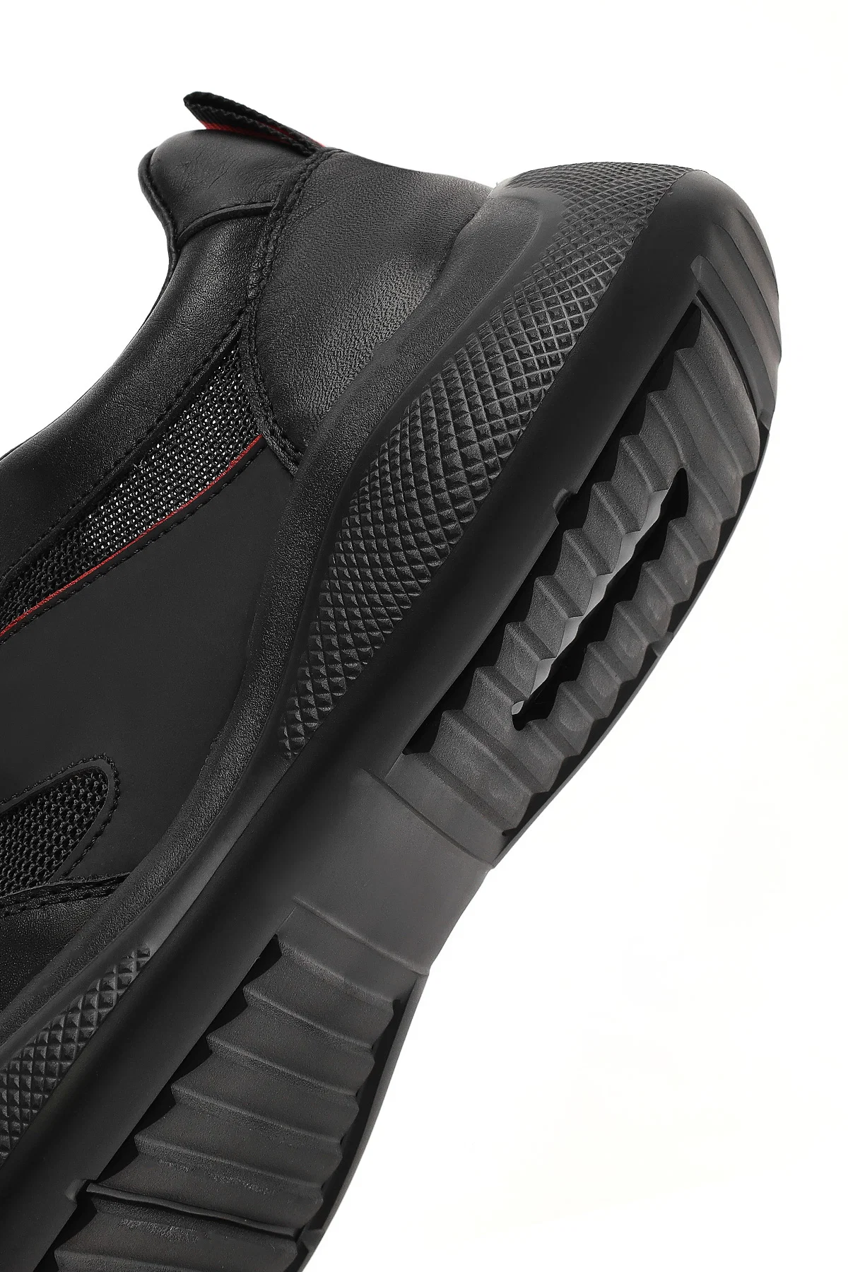 Erkek Siyah Bağcıklı Kalın Tabanlı Deri Casual Sneaker - Image 8