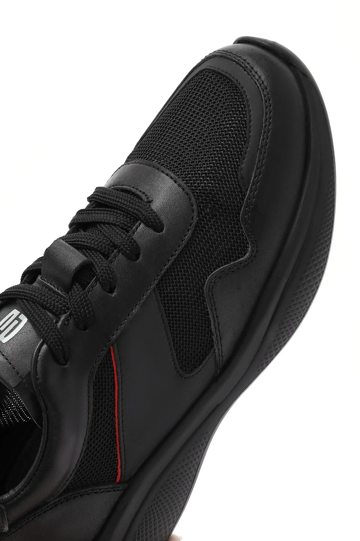Erkek Siyah Bağcıklı Kalın Tabanlı Deri Casual Sneaker - Image 9