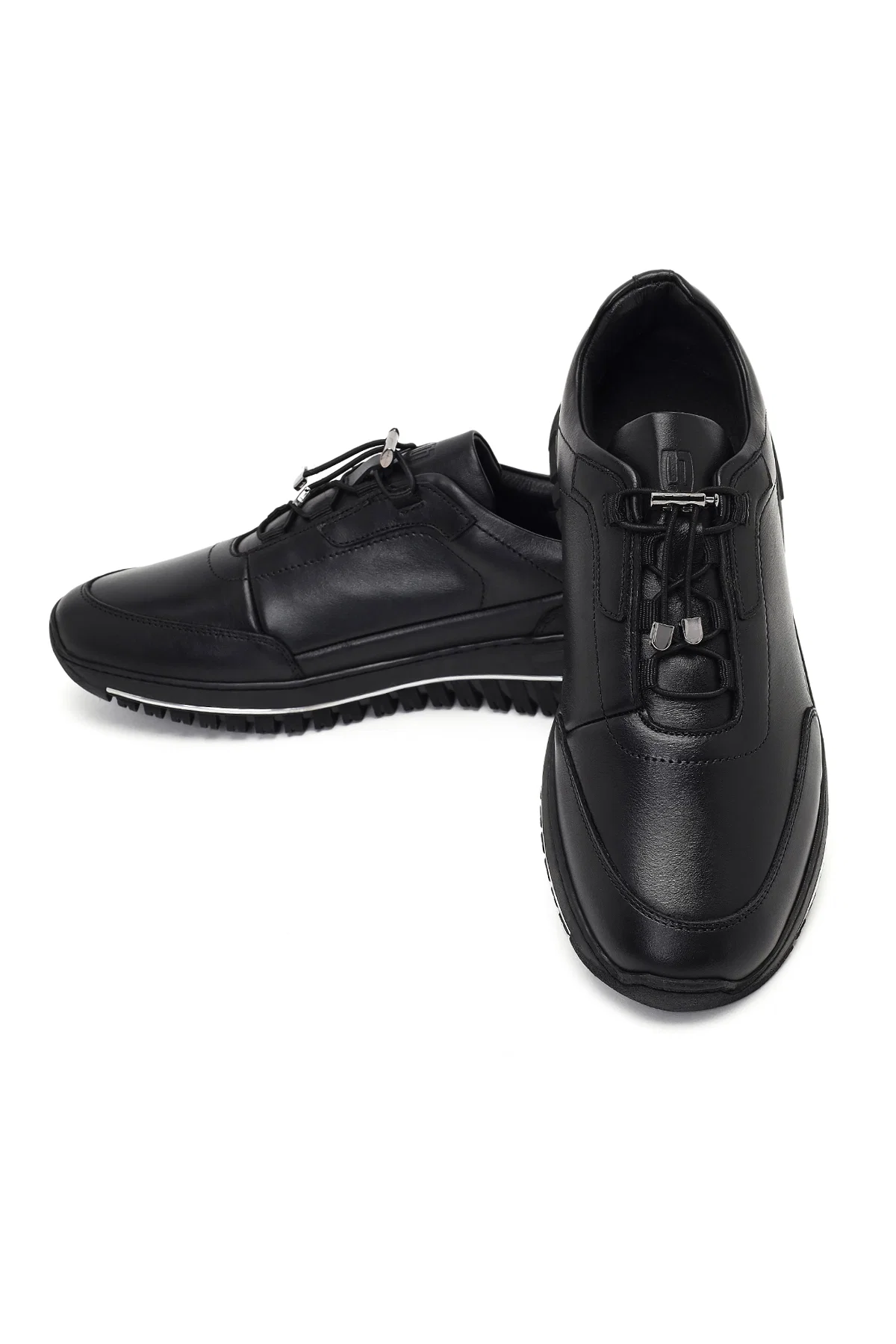 Erkek Siyah Bağcıklı Kalın Tabanlı Deri Casual Sneaker - Image 10