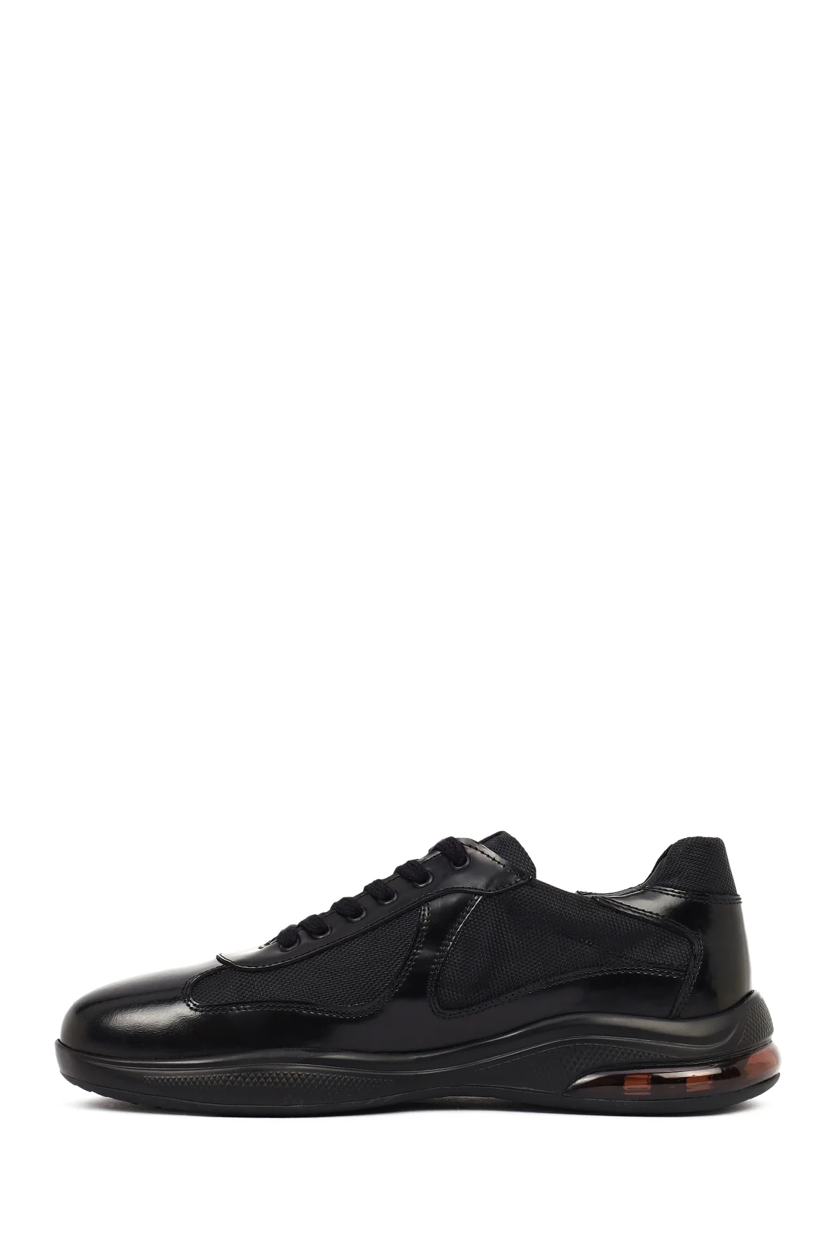 Erkek Siyah Bağcıklı Kalın Tabanlı Deri Casual Sneaker - Image 2