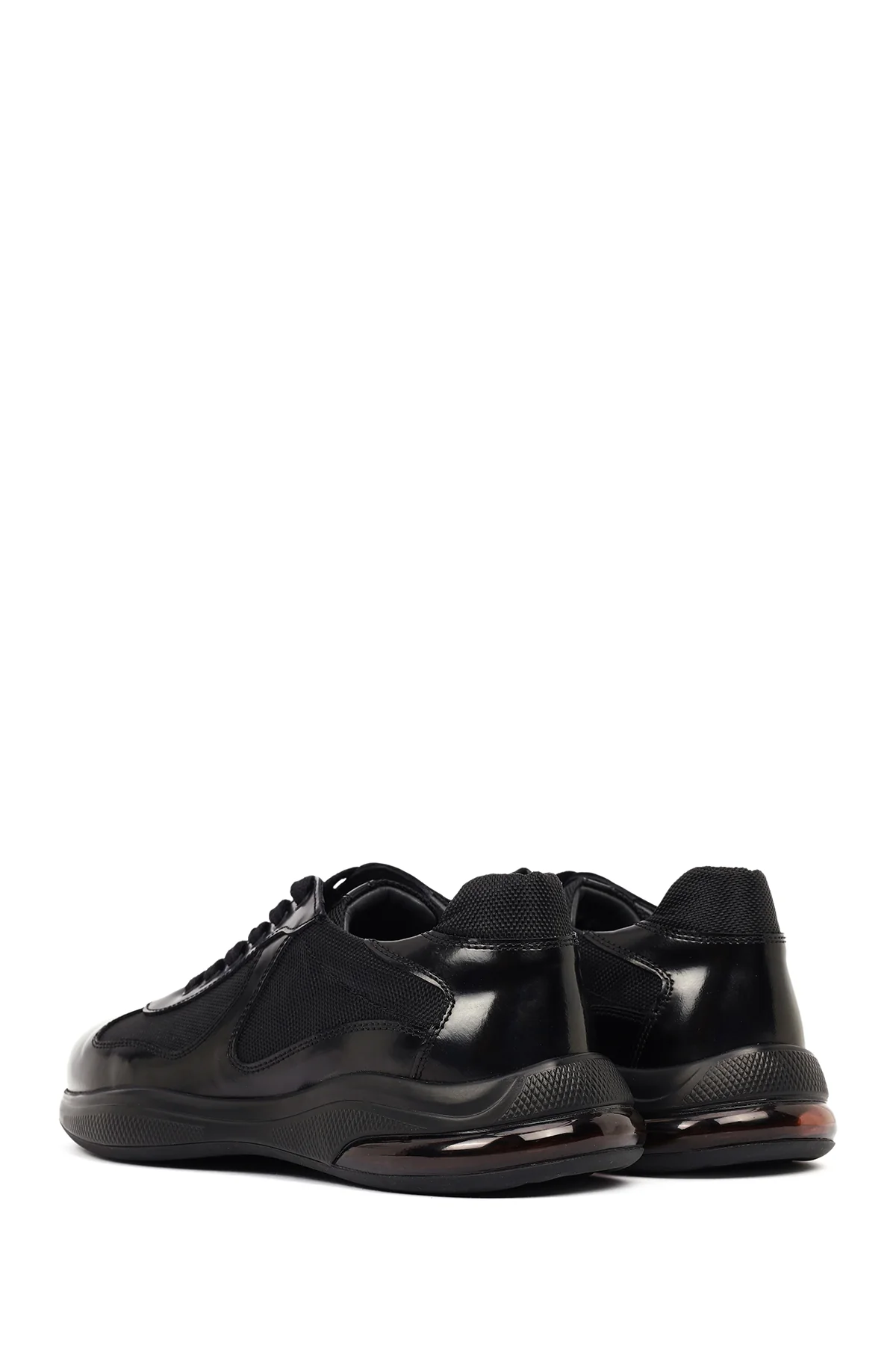 Erkek Siyah Bağcıklı Kalın Tabanlı Deri Casual Sneaker - Image 5
